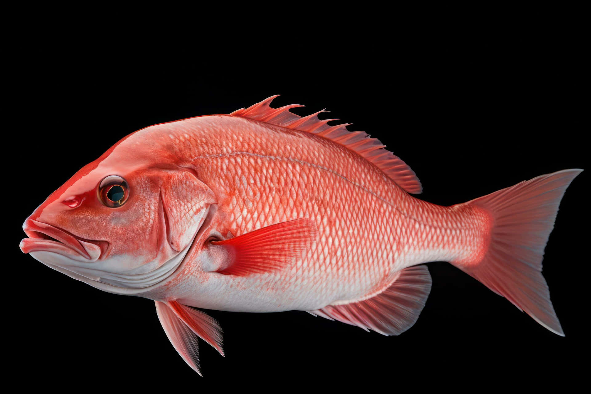 Vibrant Red Snapper Black Background