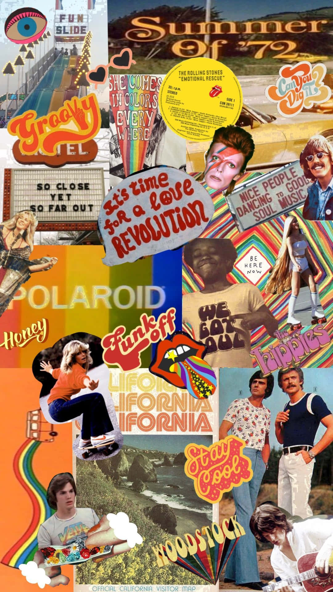 Vibrant Retro Style Photomontage For A 70s Aesthetic Desktop Background