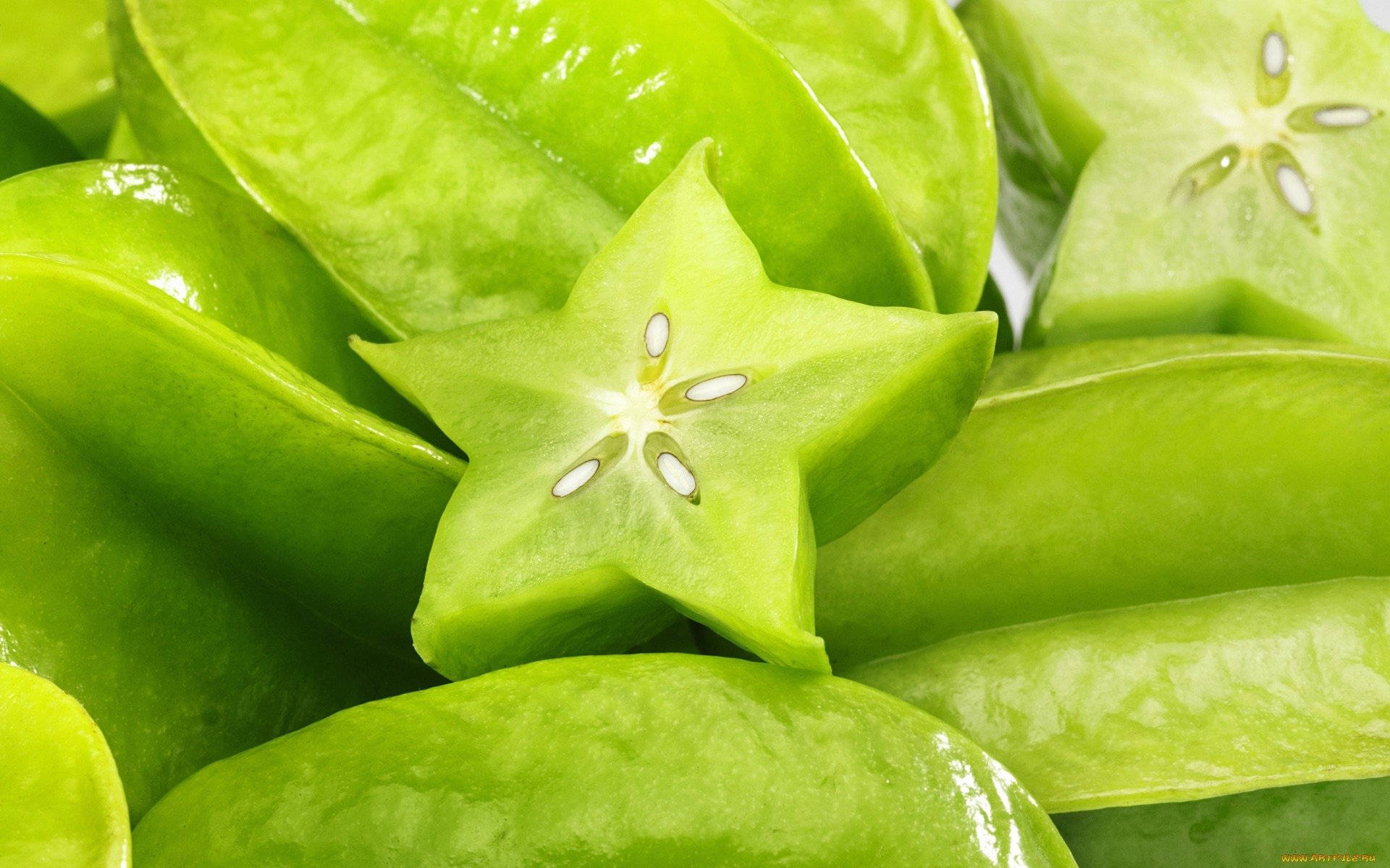 Vibrant Slice Of Green Star Fruit