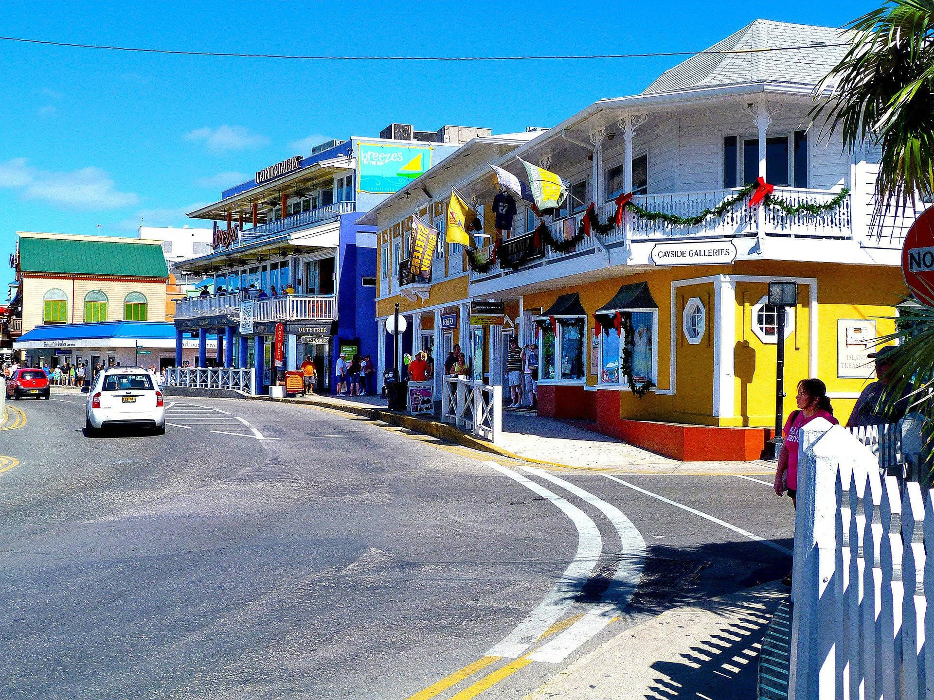 Vibrant Souvenir Shops In Cayman Island Background