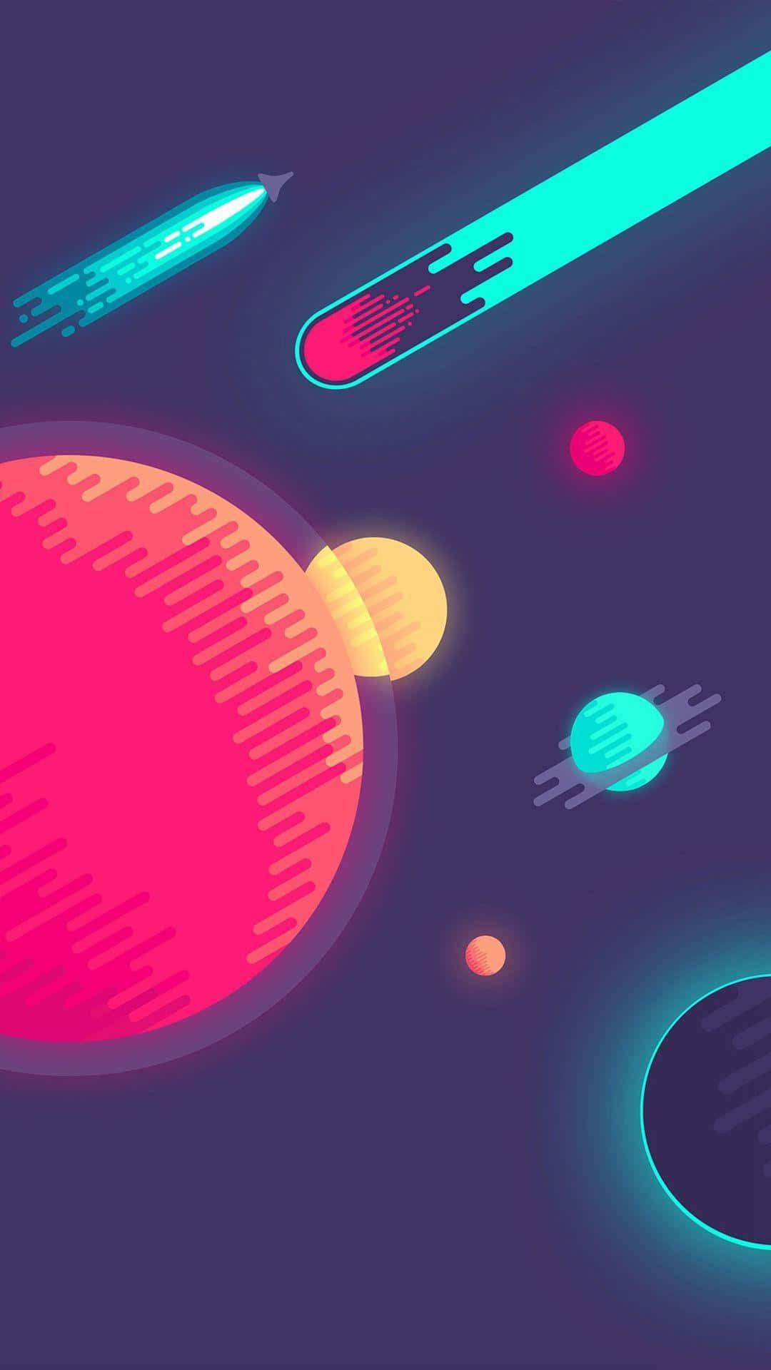 Vibrant Space Adventure Artistic Phone Wallpaper Background