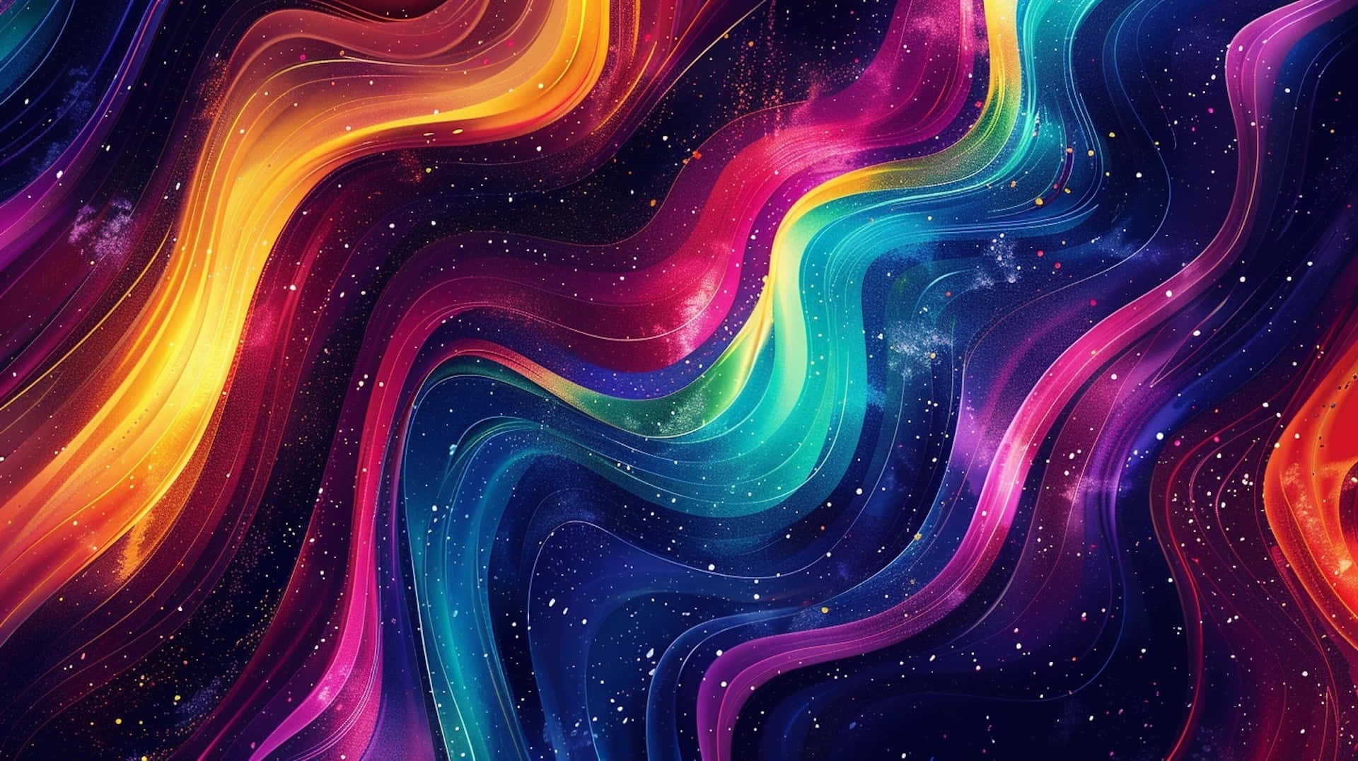 Vibrant Space Rainbow Waves Background