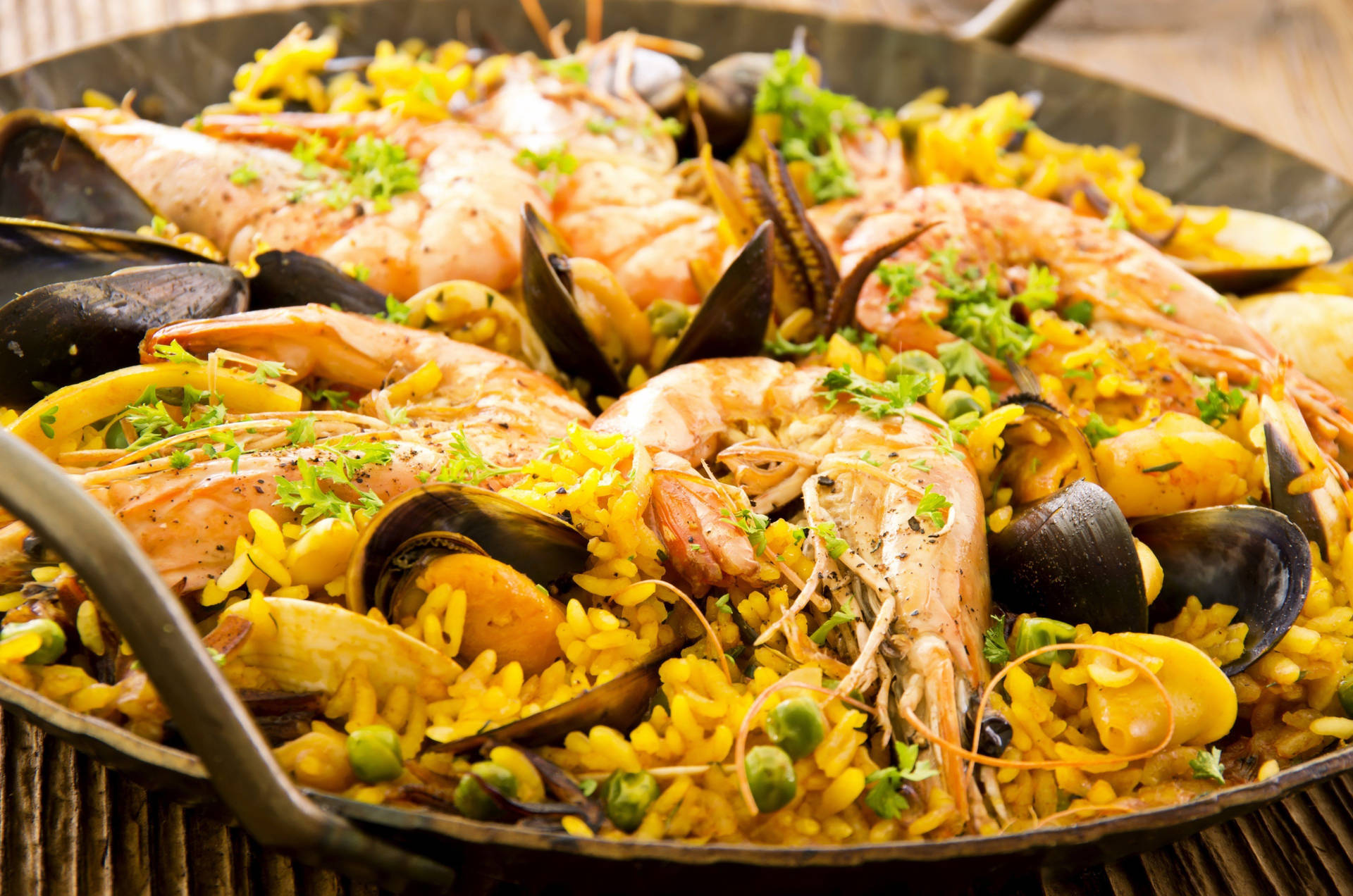 Vibrant Spanish Paella With Premium Seafood