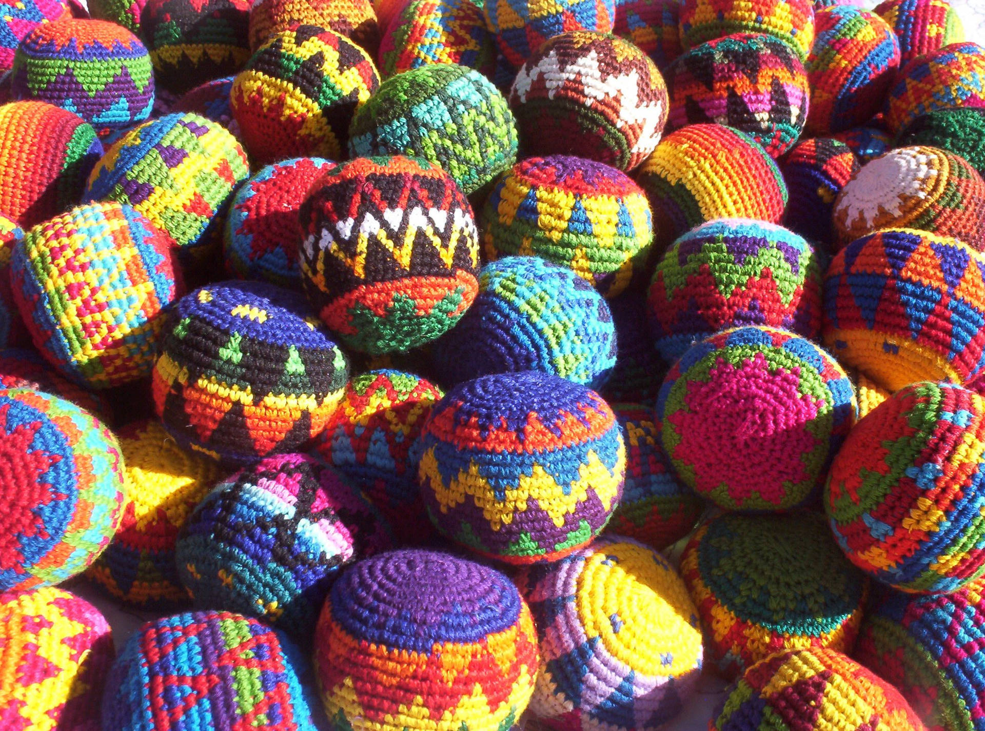 Vibrant Spiral Crochet Hacky Sack Showing Skill & Culture Background