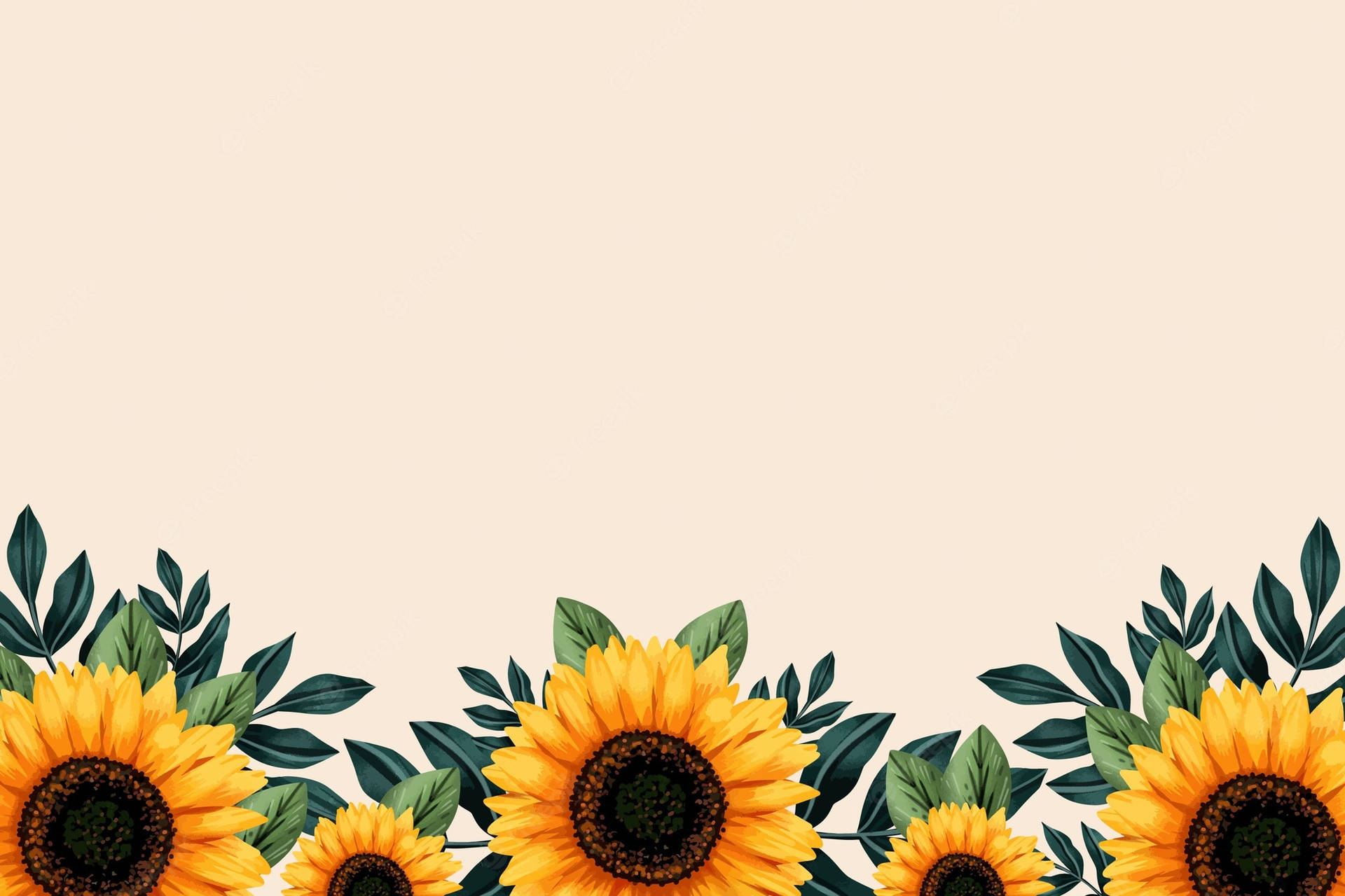 Vibrant Sunflowers And Roses Adorn This Gorgeous Garden Background