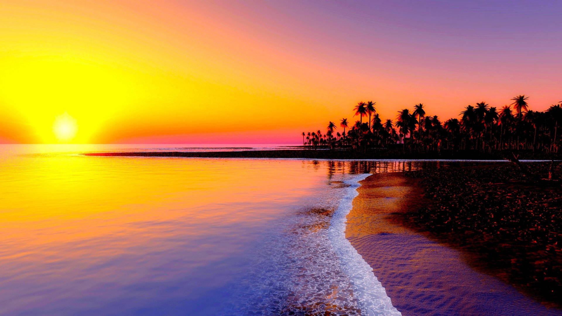 Vibrant Sunset Beach Scenes Desktop Background