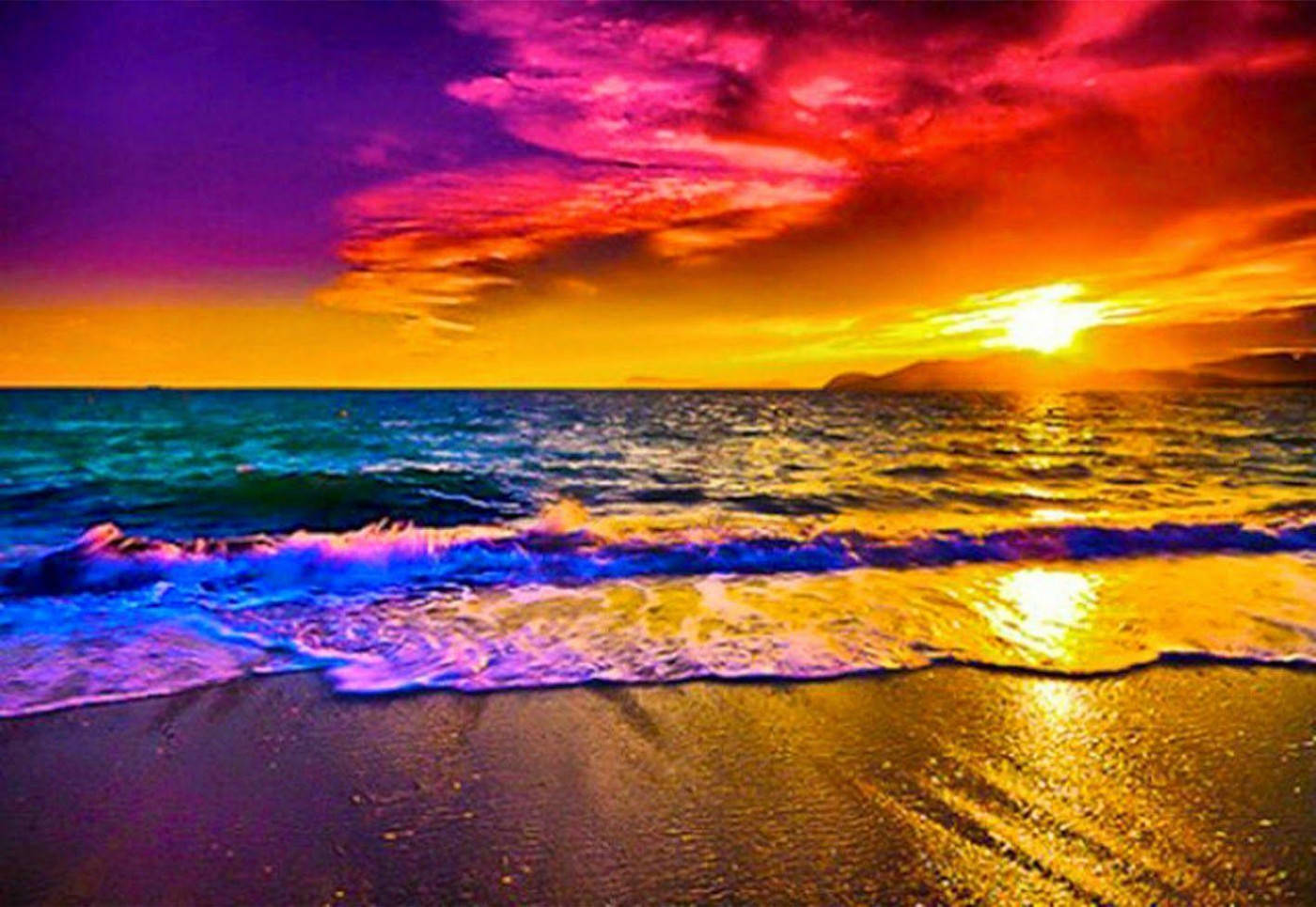 Vibrant Sunset Ocean Colors Background