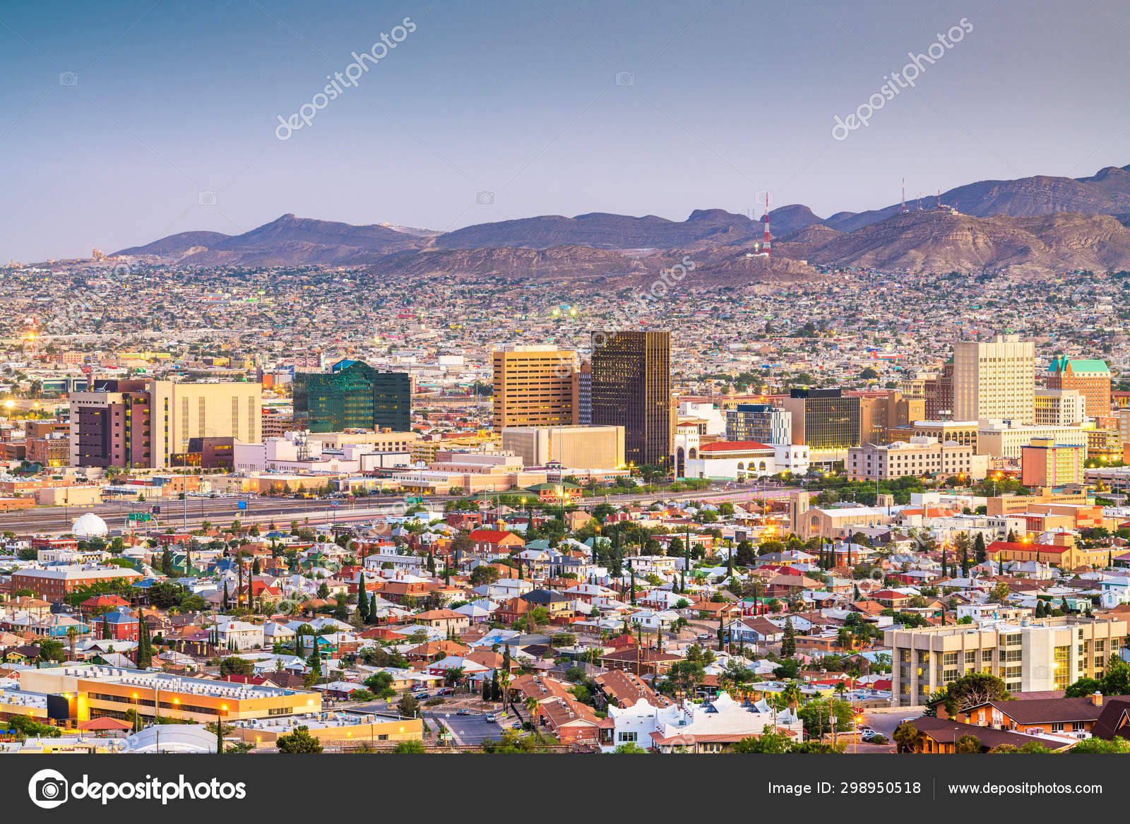 Vibrant Sunset Over El Paso Skyline Background