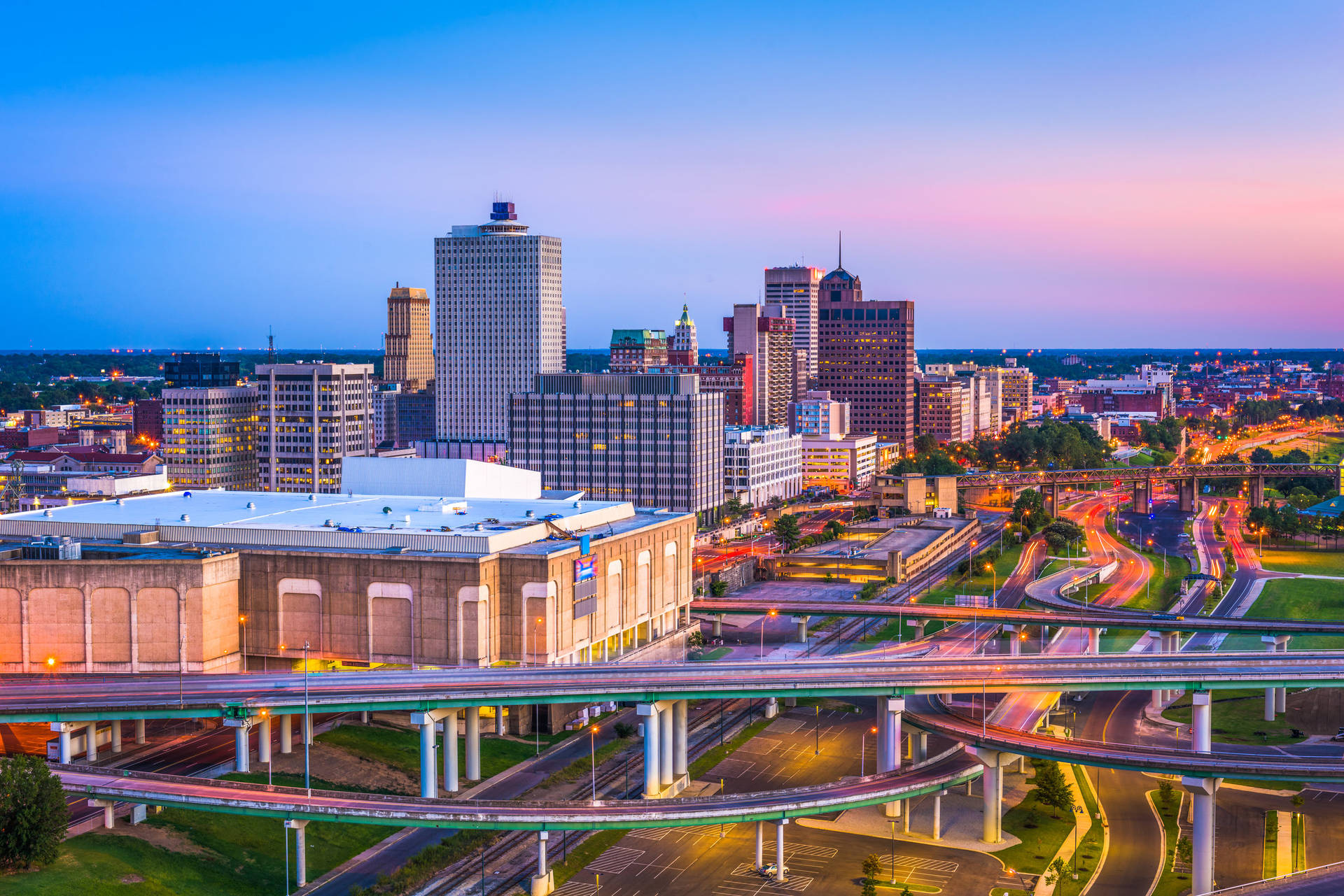 Vibrant Sunset Over Memphis Skyline