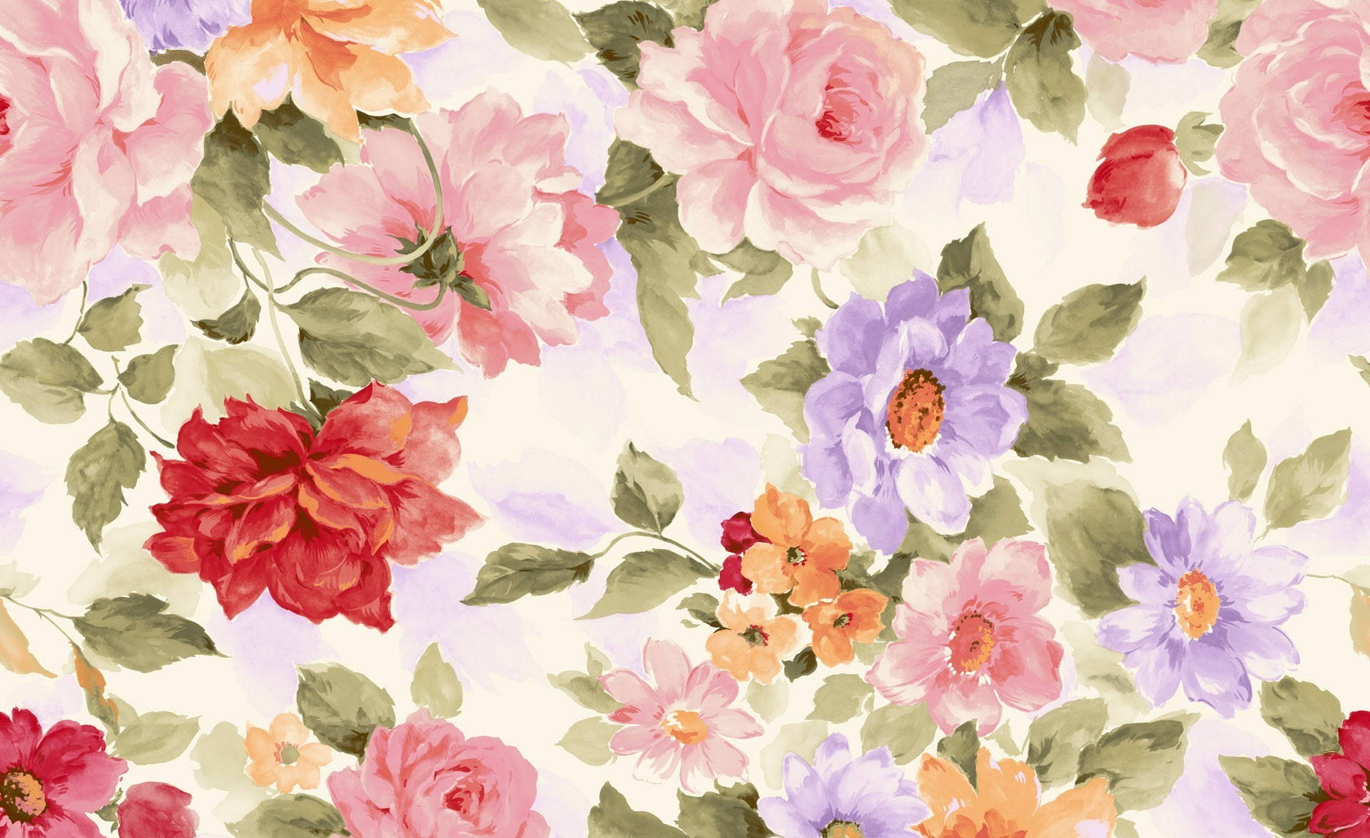 Vibrant Traditional Flower Painting For Desktop Background