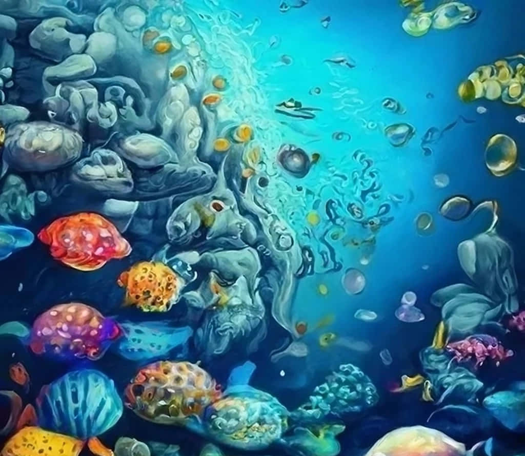 Vibrant Underwater Ecosystem Artwork Background
