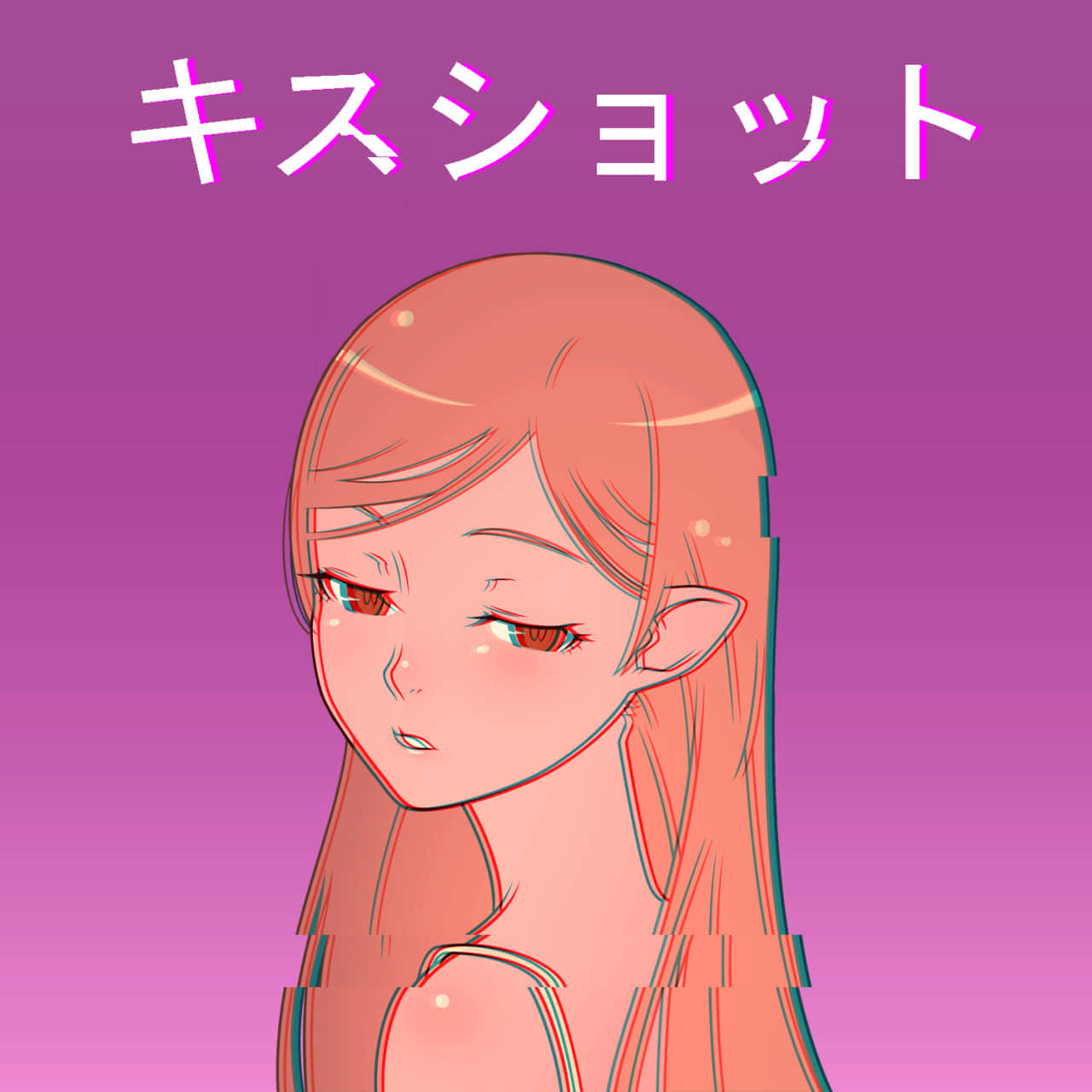 Vibrant Vaporwave Anime Representation Of Shinobu Oshino Background