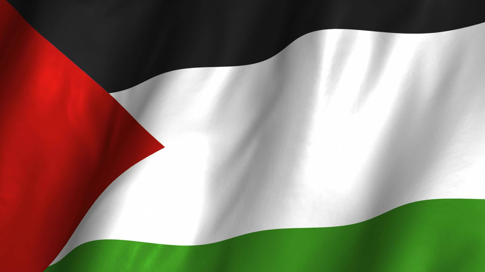 Vibrant Wavy Palestine Flag Against The Sky Background