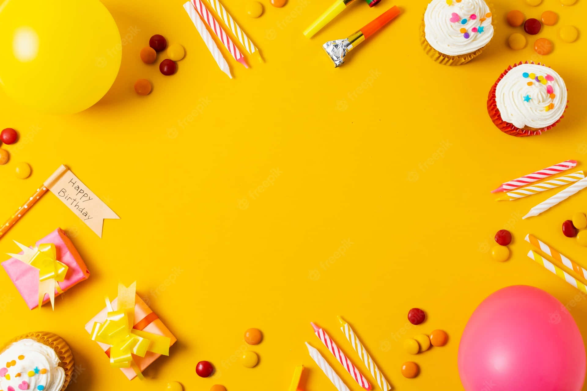 Vibrant Yellow Blooms Standing Out In The Spring Sunshine. Background