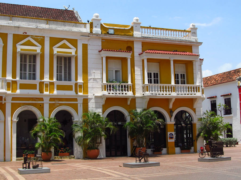 Vibrant Yellow Building In Lively Cartagena