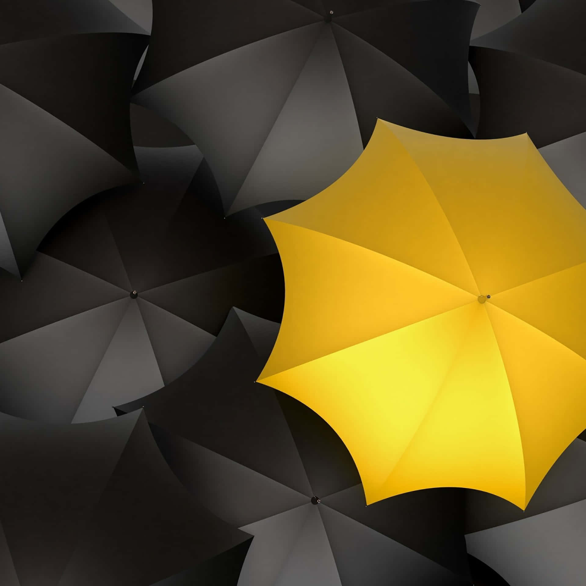 Vibrant Yellow Ipad With Umbrella Illustration Background