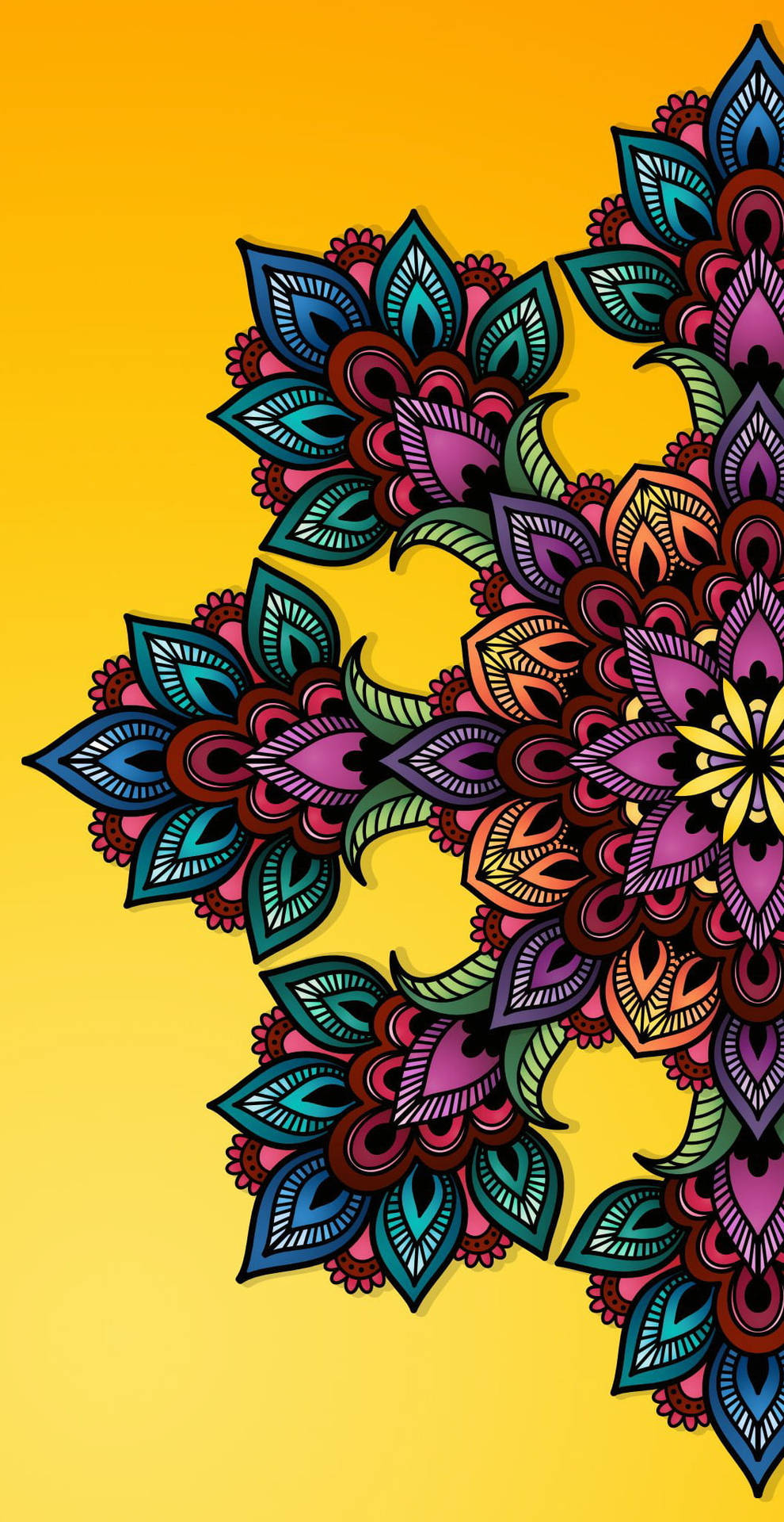 Vibrant Yellow Iphone Floral Pattern Wallpaper Background