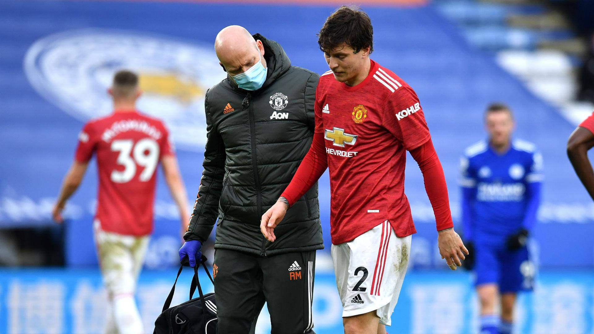 Victor Lindelof Injured Leaving Field Background