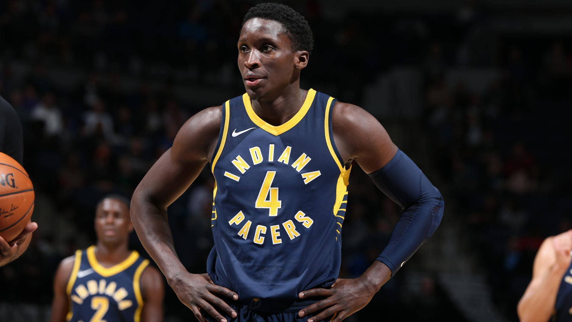 Victor Oladipo In Blue Team Jersey Background