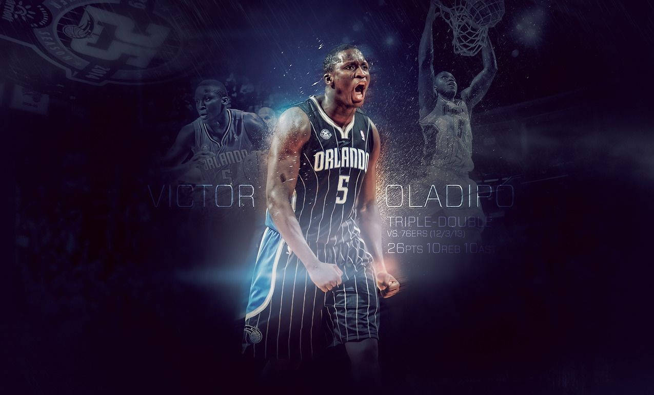 Victor Oladipo On A Dark Background Background