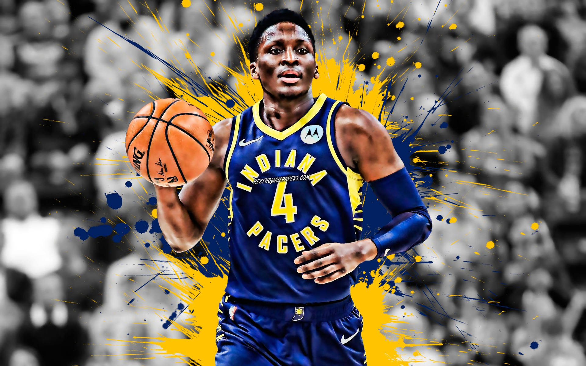 Victor Oladipo On A Gray Background Background