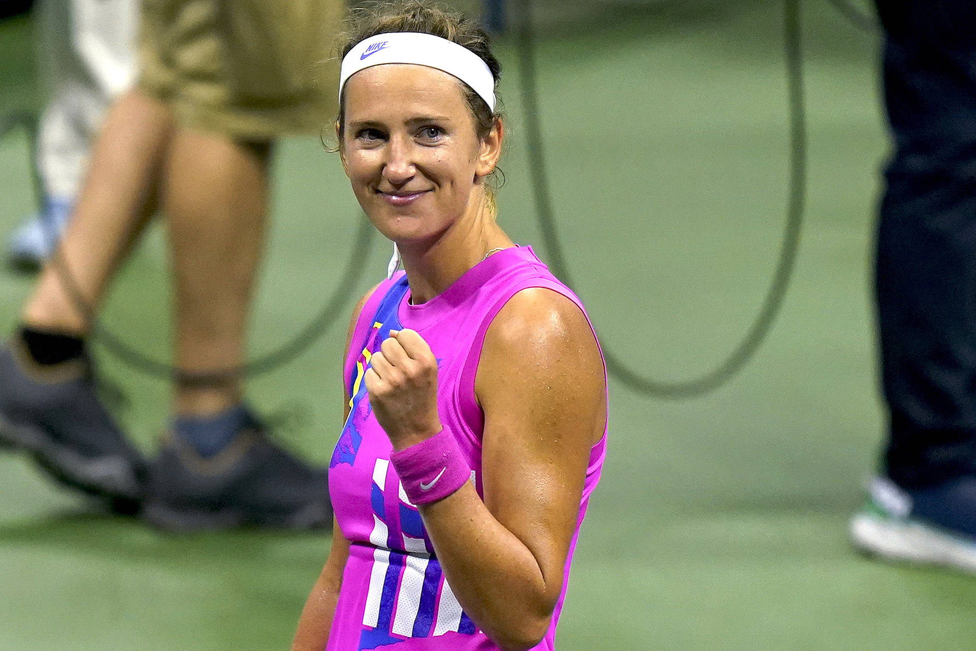 Victoria Azarenka Celebrating On Court Background