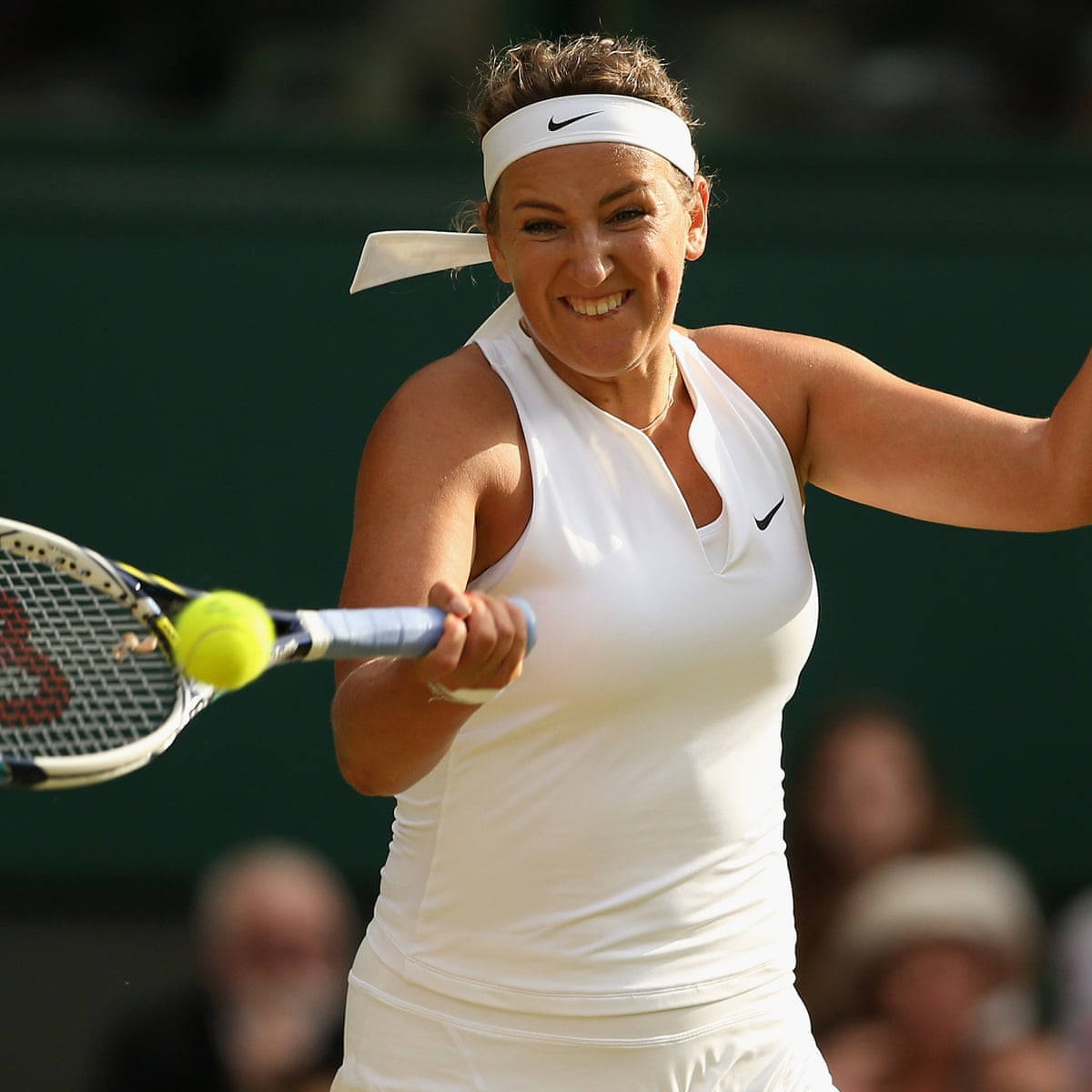 Victoria Azarenka In Action On The Tennis Court. Background