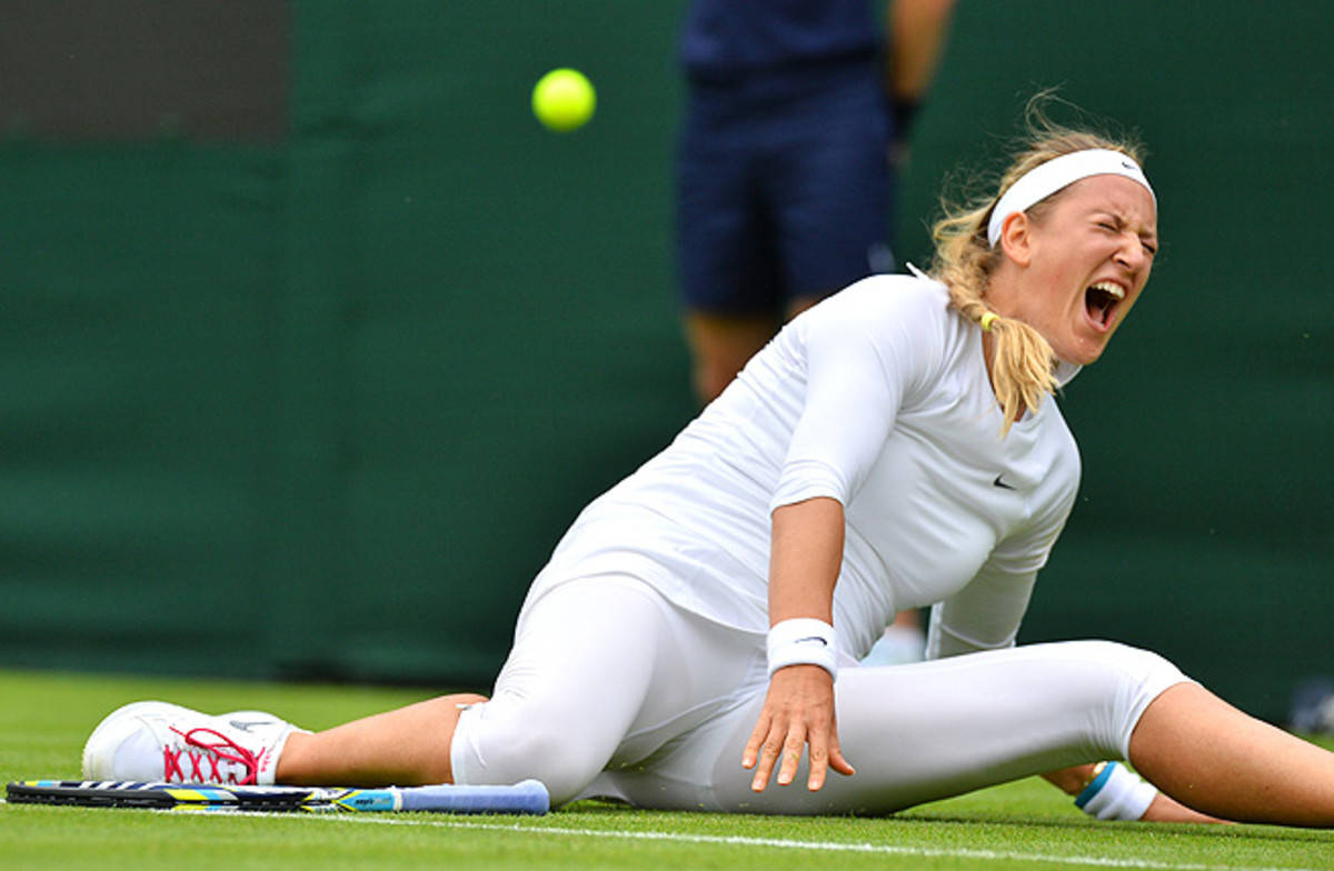 Victoria Azarenka In White On Ground Background