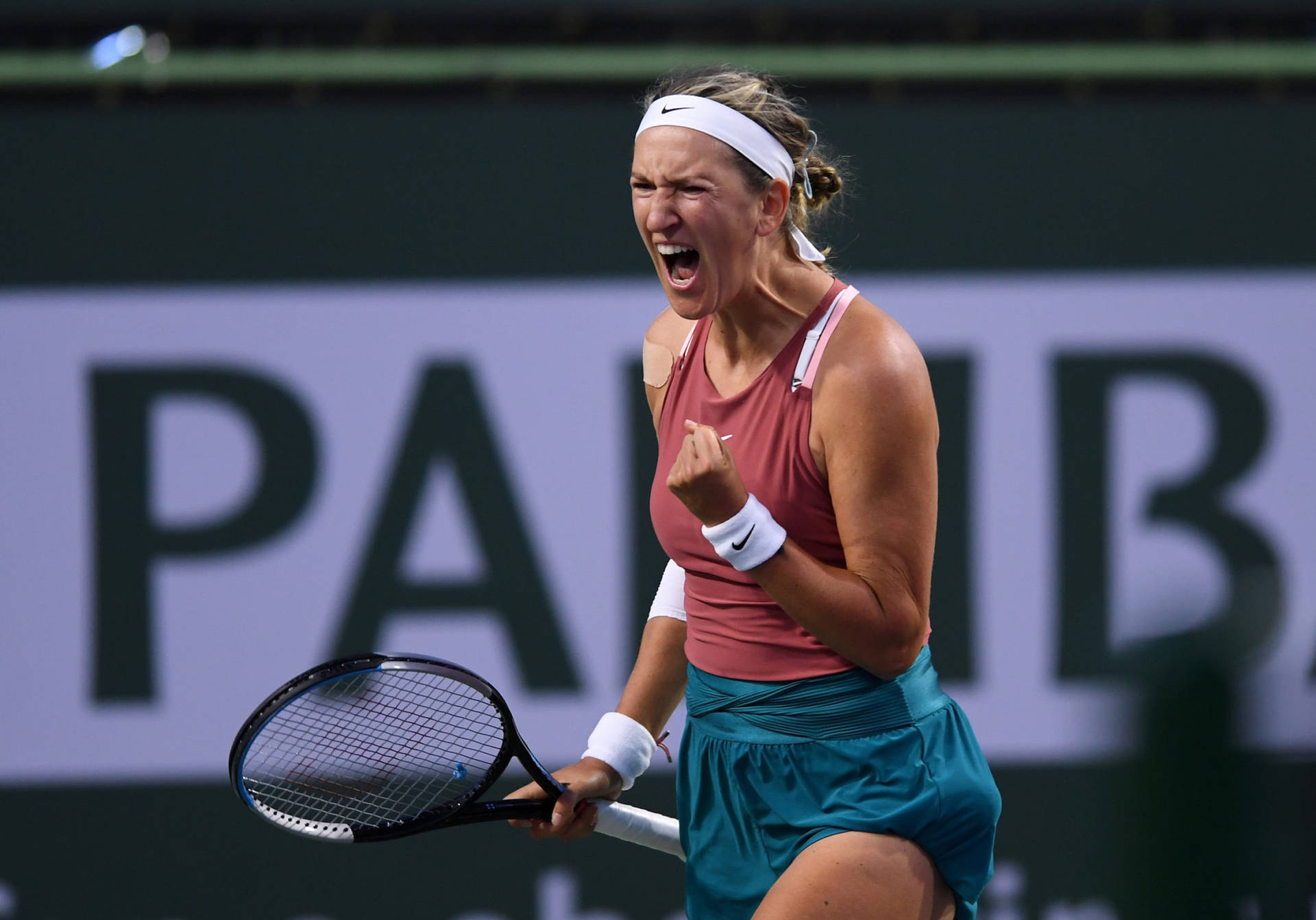 Victoria Azarenka Triumphant Fist Pump Background