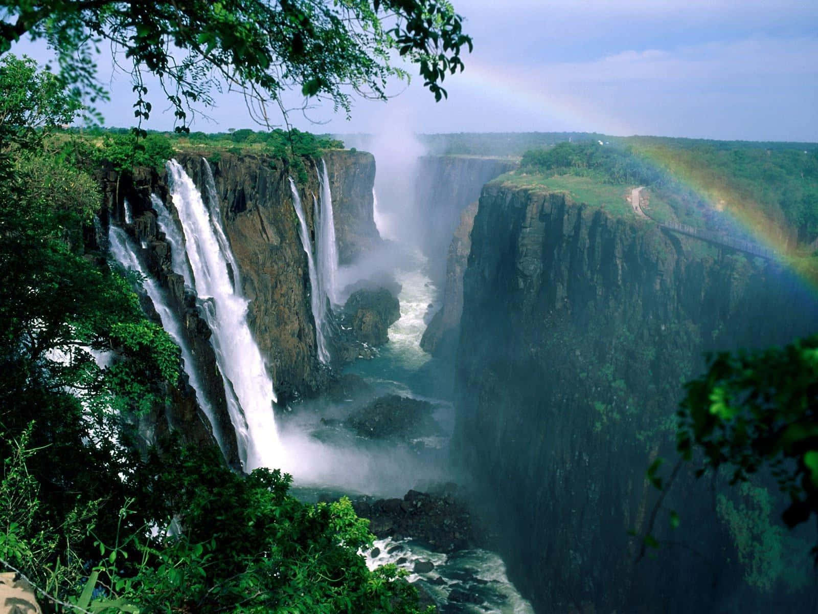 Victoria Falls Narrow Valley And River Background