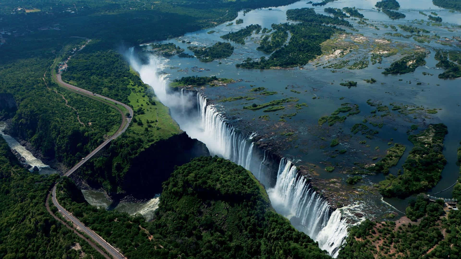 Victoria Falls On Zambezi River Background