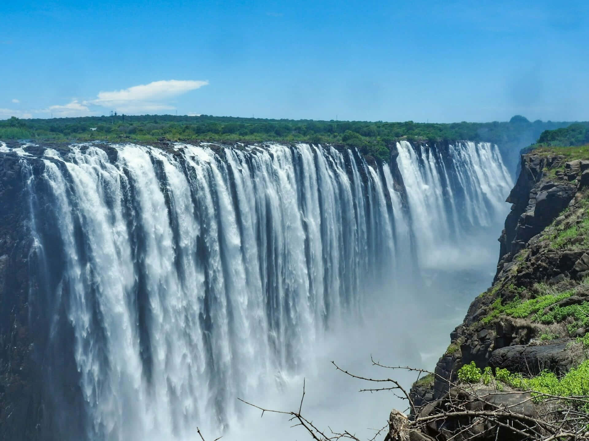 Victoria Falls's Curtain Of Cascading Water Background