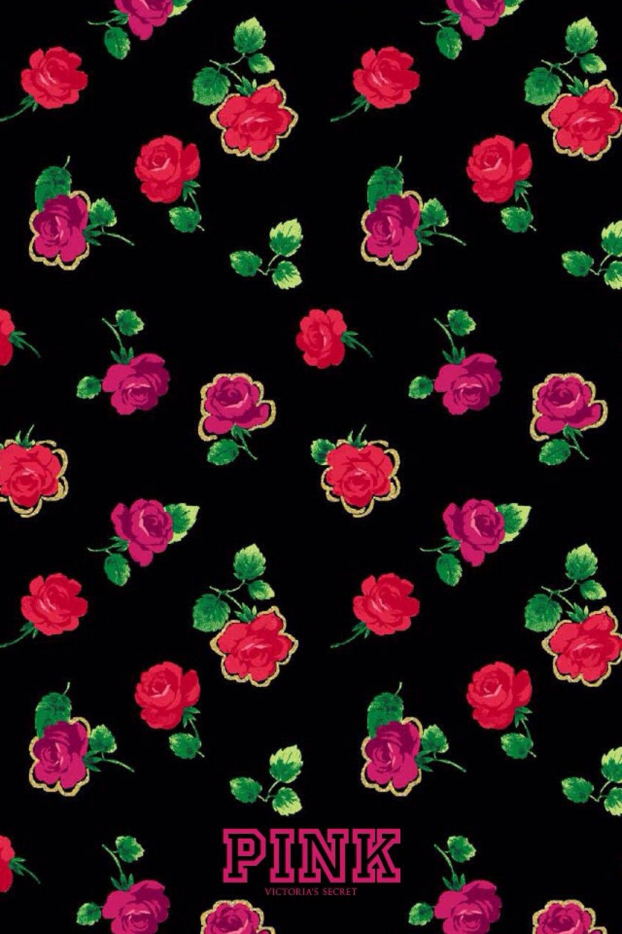 Victoria's Secret Black Floral Pattern Background