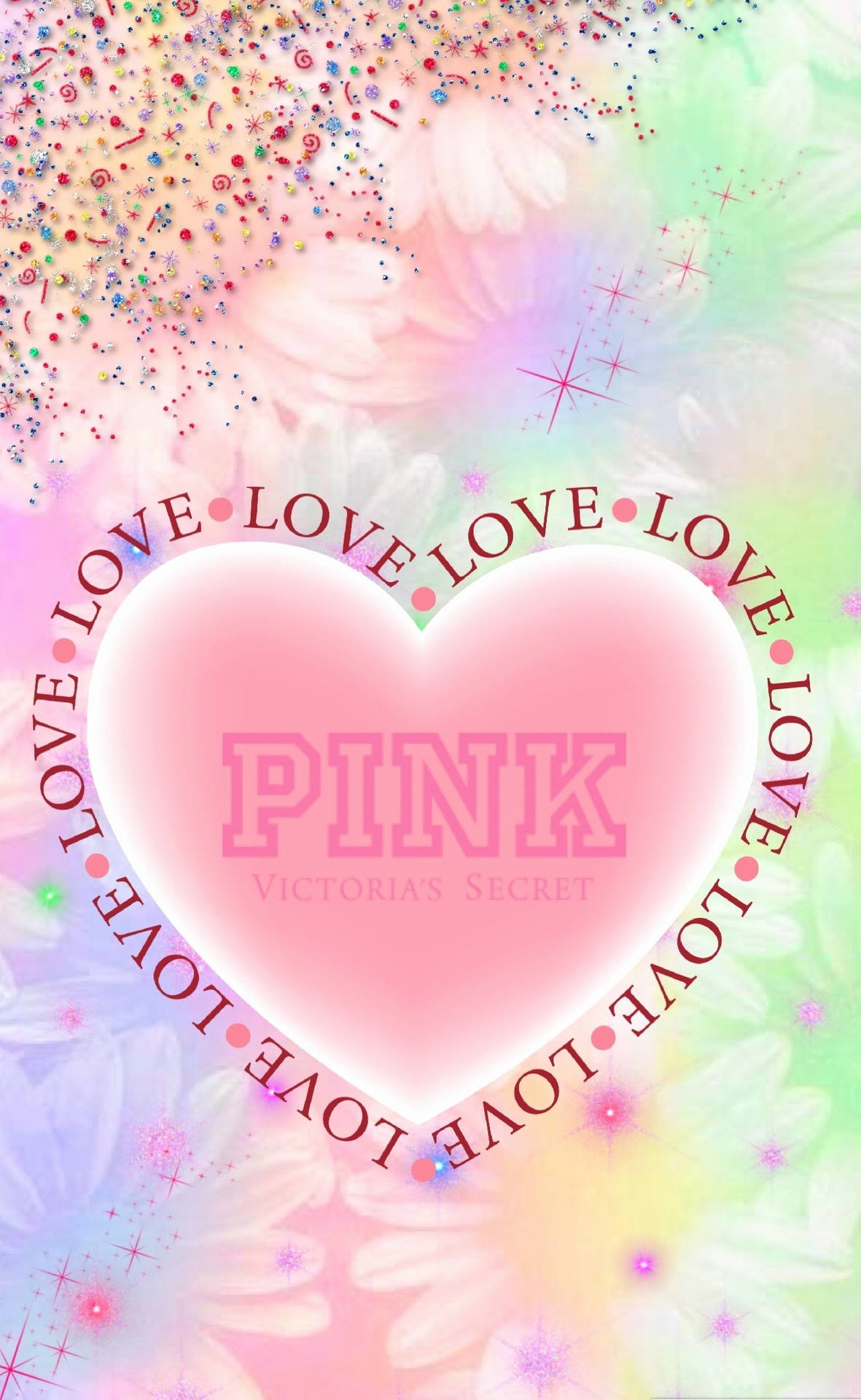Victoria's Secret Heart Pink Floral Background