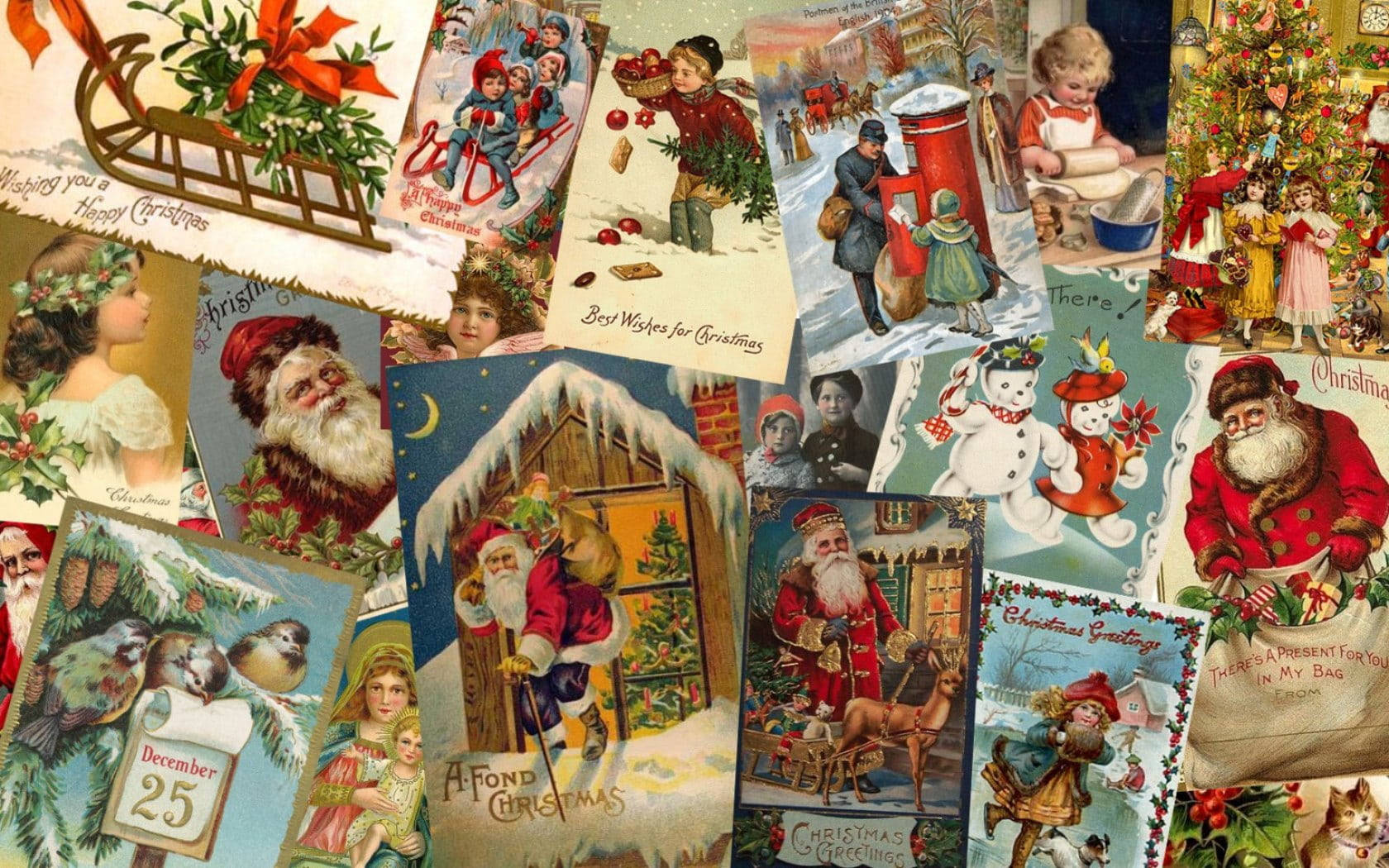 Victorian Christmas Cards Background