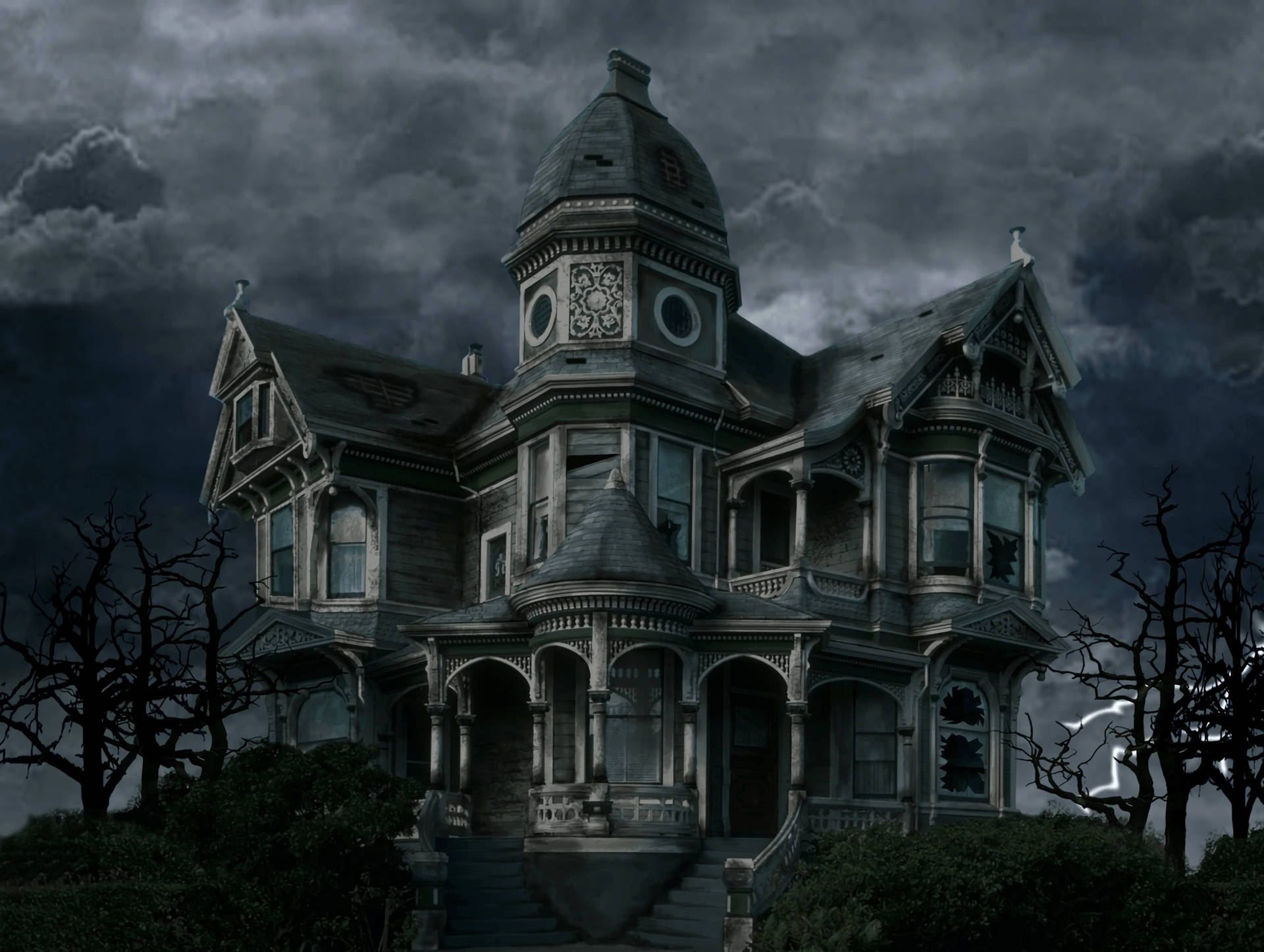 Victorian Haunted House Art Background