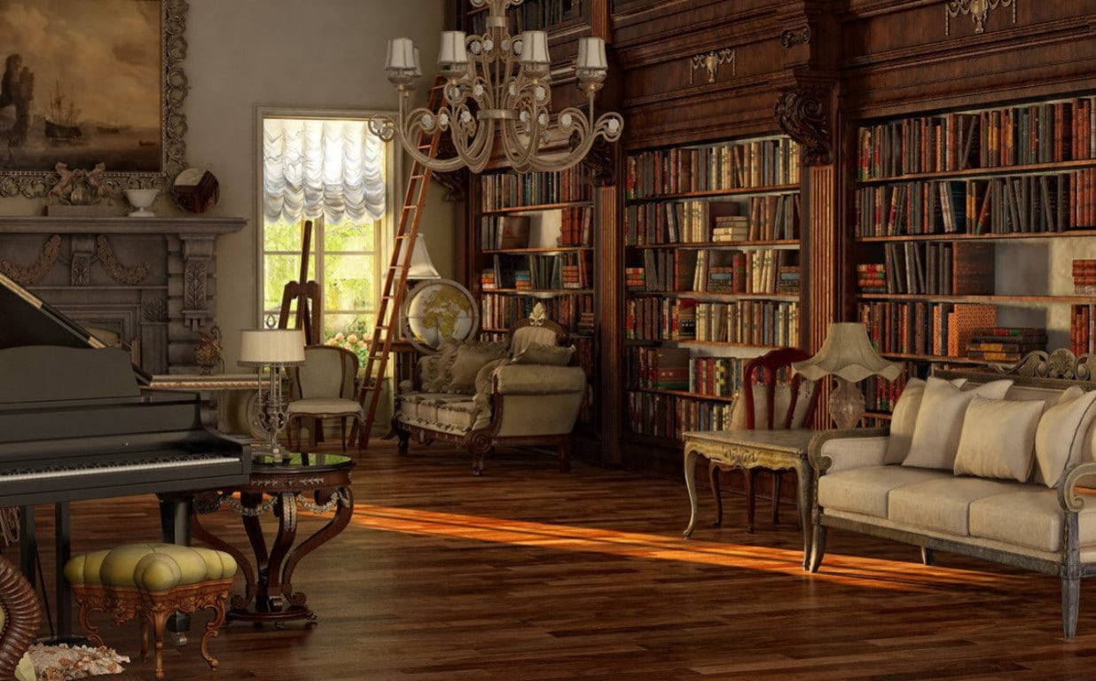 Victorian Home Library Background