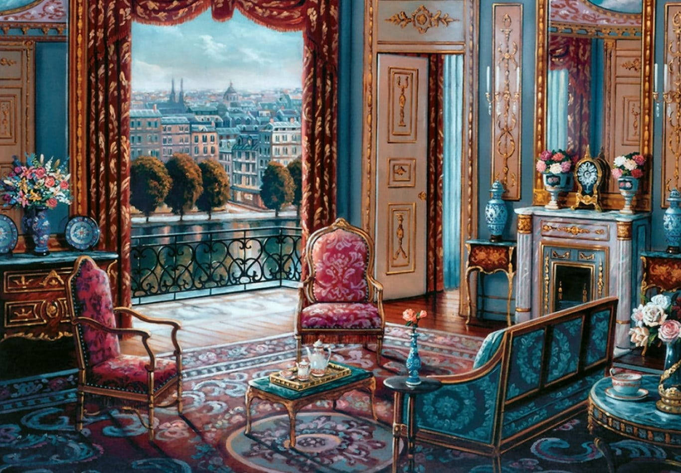 Victorian Sitting Room Painting Background
