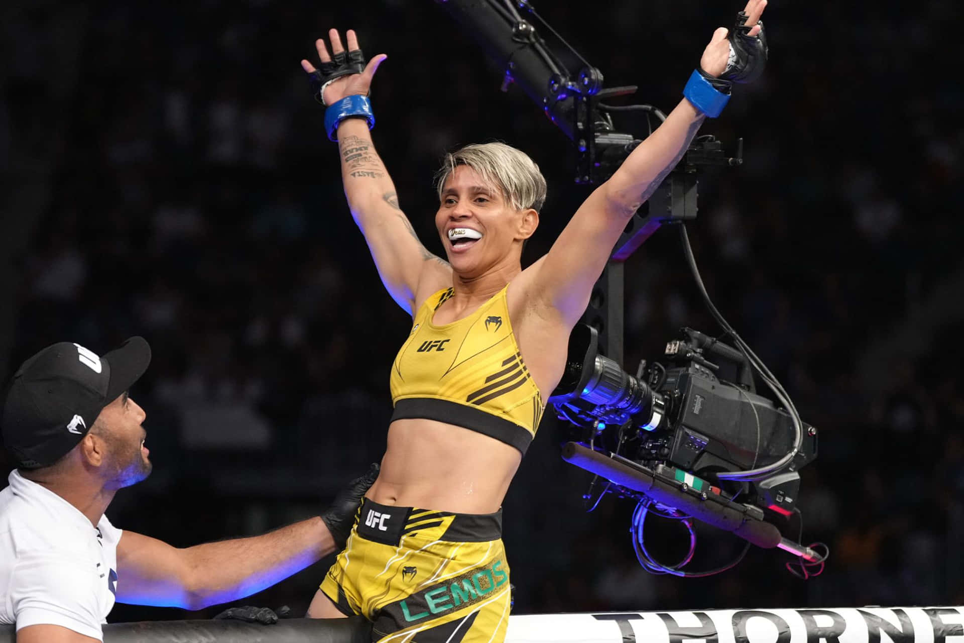 Victorious M M A Fighter Celebration Background