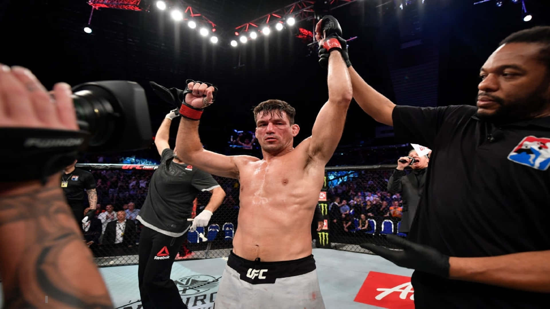 Victorious Moment Of Demian Maia In Competition Background