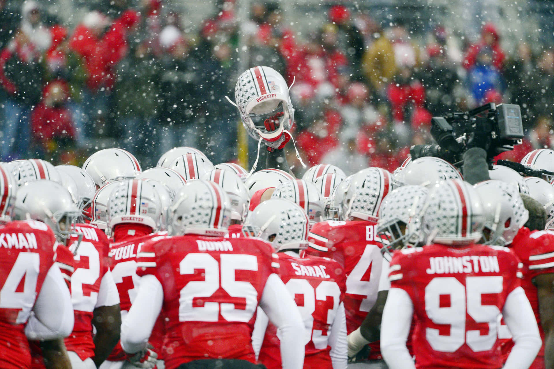 Victorious Ohio State Football Team Wide Angle Shot Background