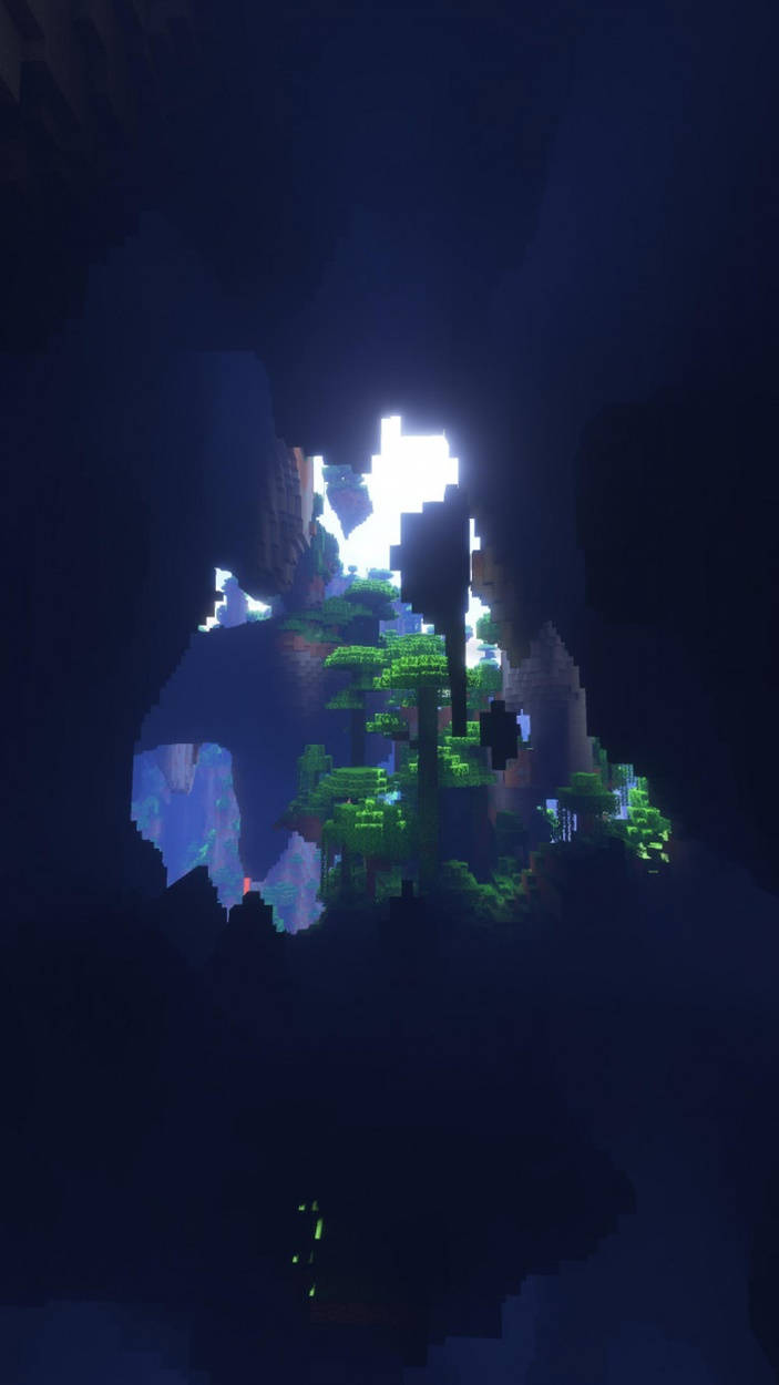 Video Game Cave Entrance Minecraft Iphone Background