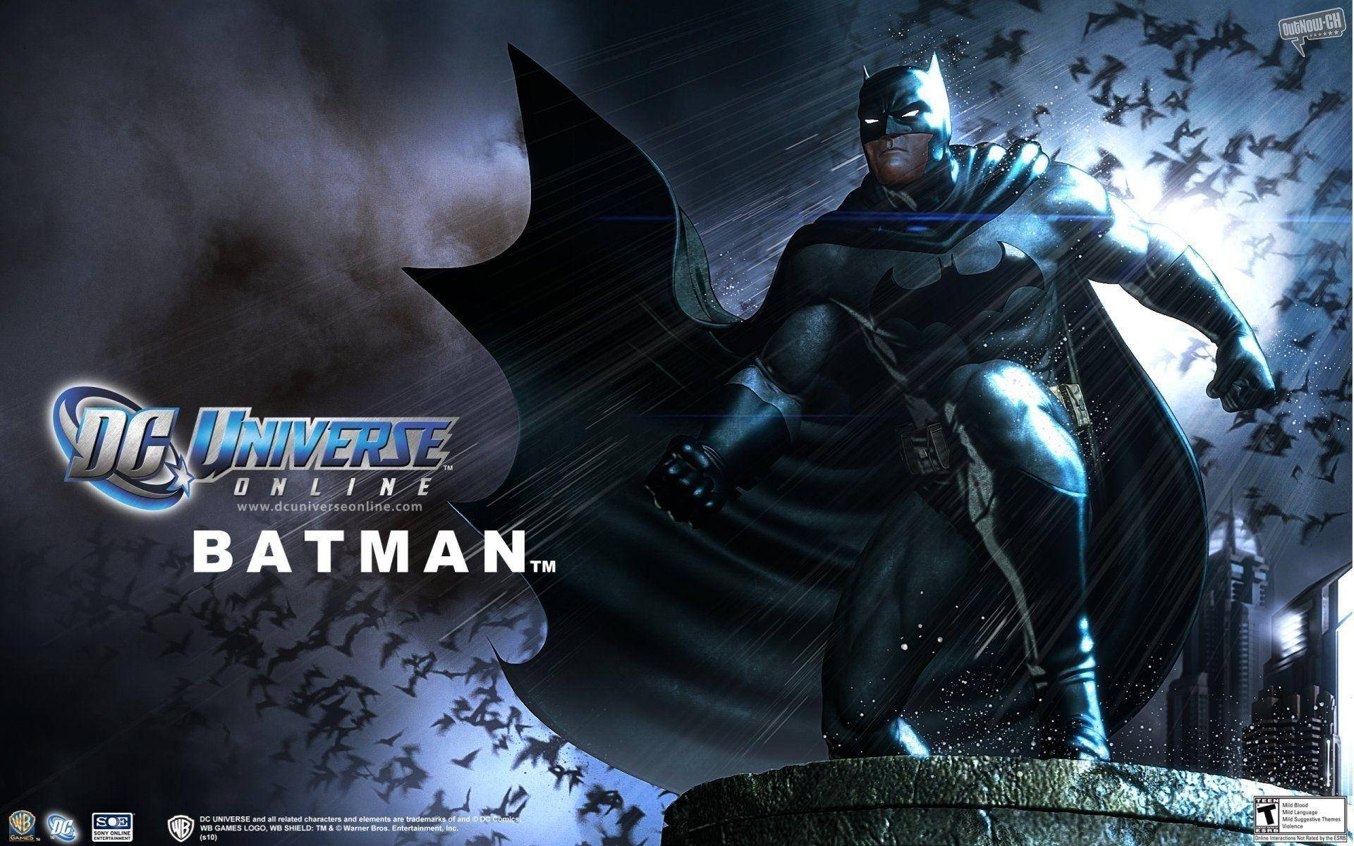 Video Game Dc Universe Online Dark Batman Official Poster Background