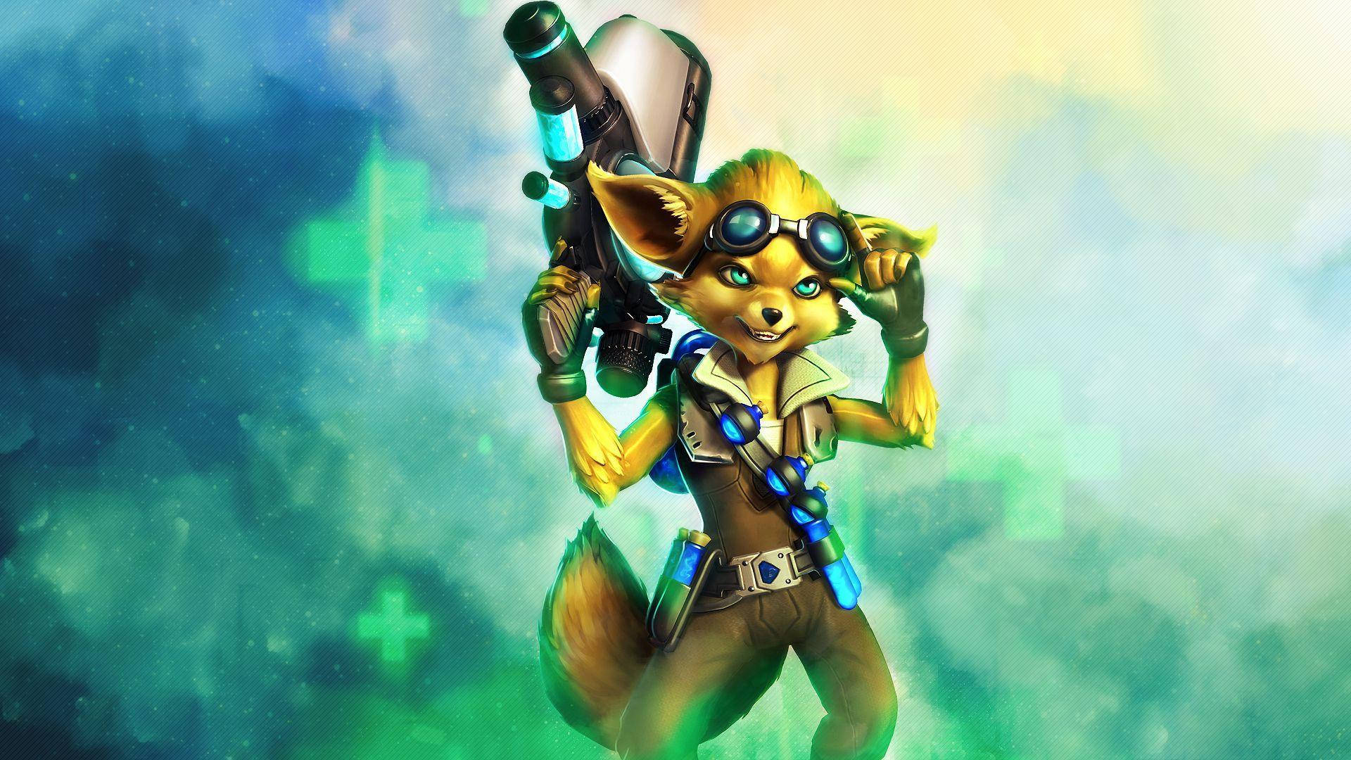 Video Game Paladins Champion Pip Posing With Launcher