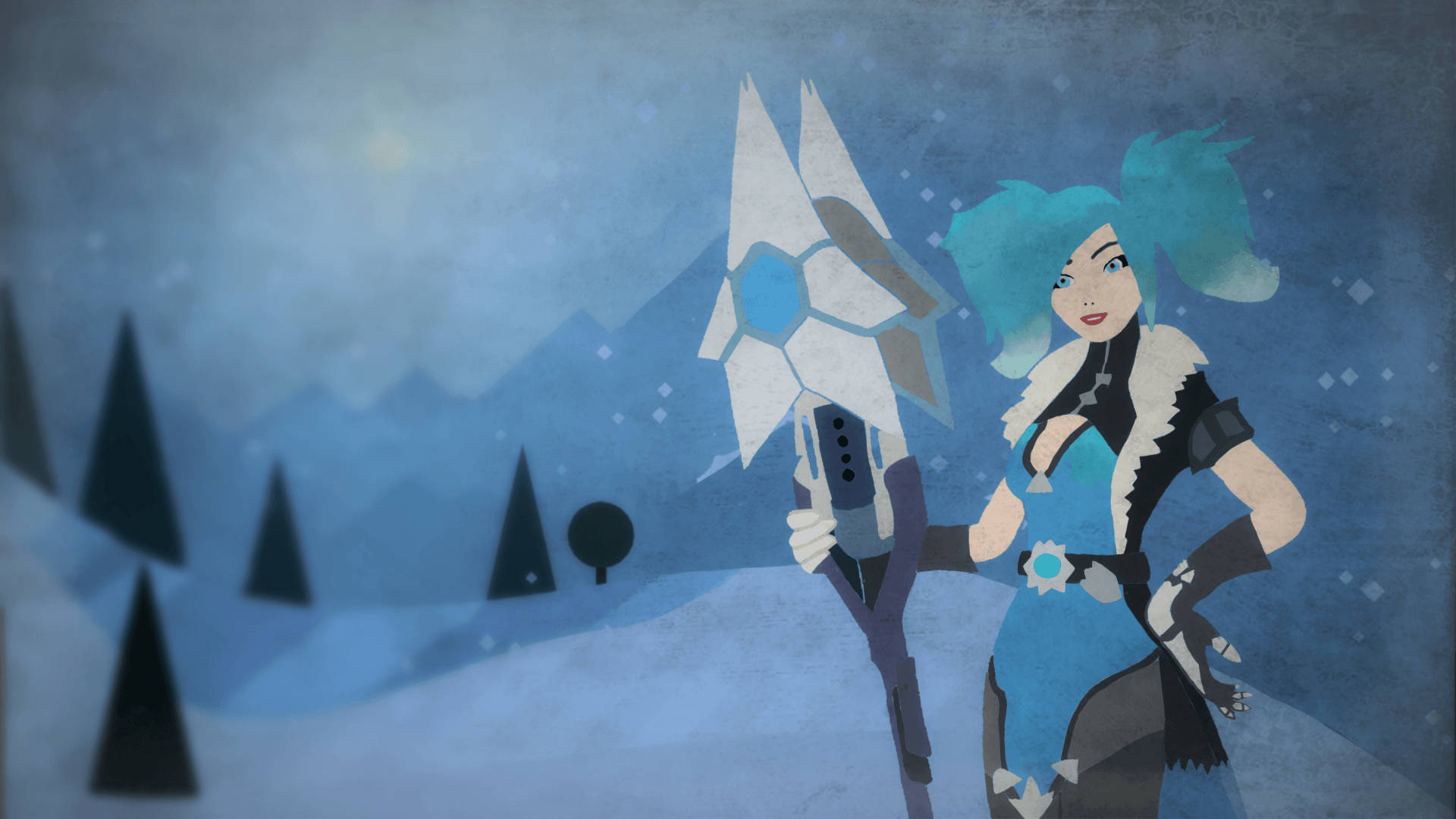 Video Game Paladins Evie Black Ice Vector Art Background