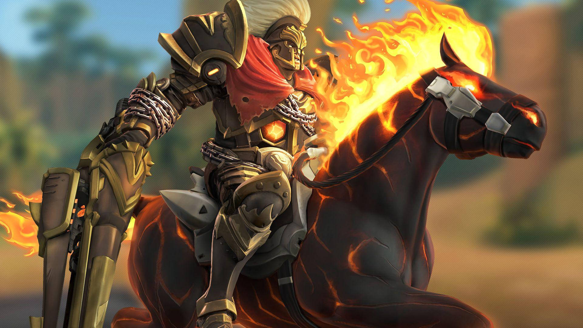 Video Game Paladins Fernando Riding Fiery Horse Background