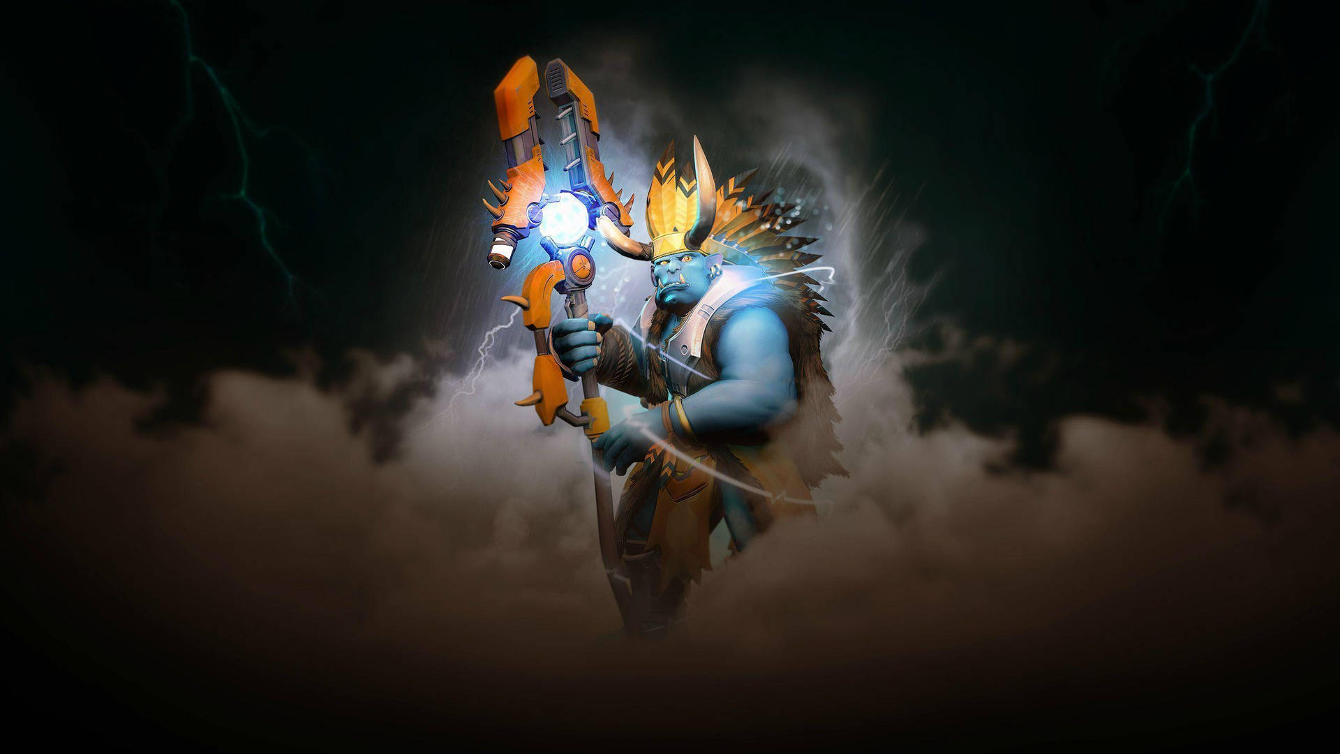 Video Game Paladins Grohk With Arc Staff Background