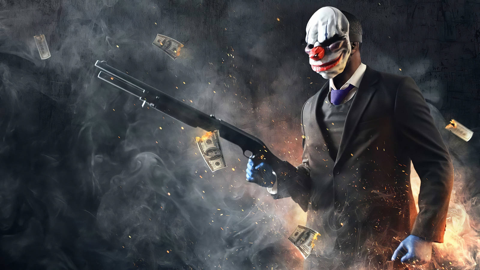 Video Game Payday 2 Chains Carrying Gun Background