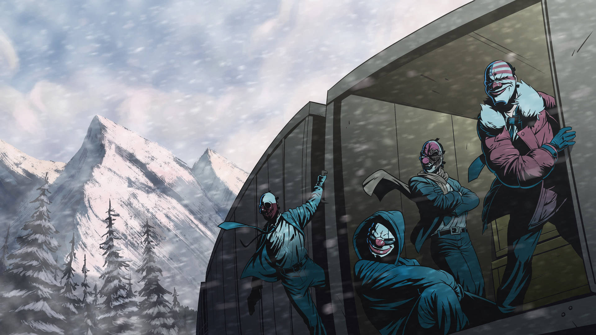 Video Game Payday 2 Moving Train In Snow Background