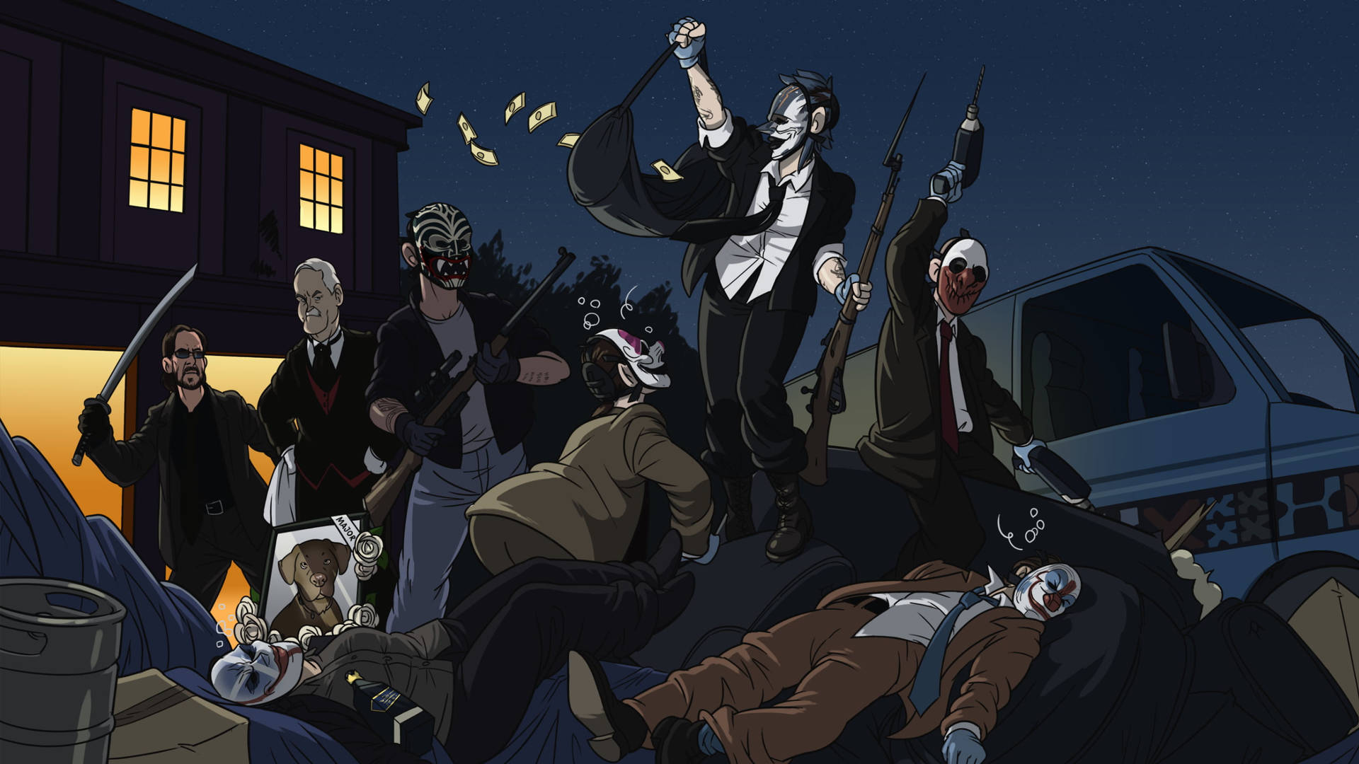 Video Game Payday 2 Villains Celebration Cartoon